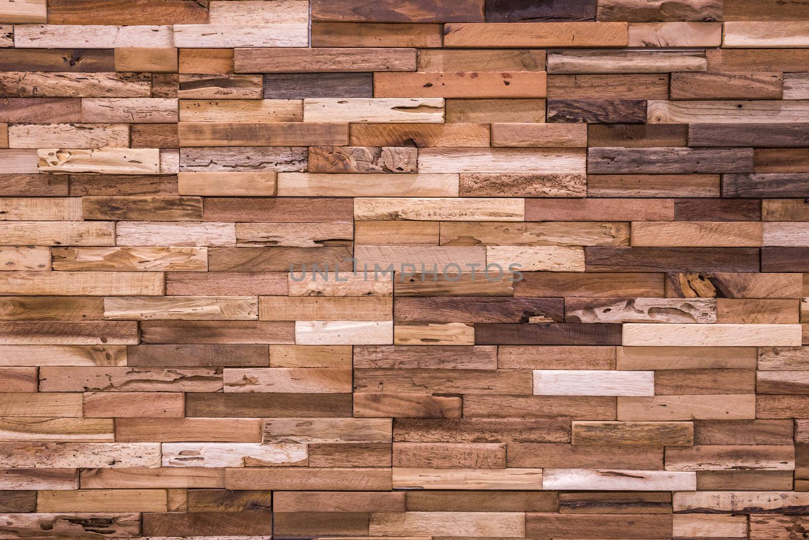 Wooden brick wall texture , wooden background ,Beautiful Abstract tiles, Bricks made of various types of wood. by petrsvoboda91