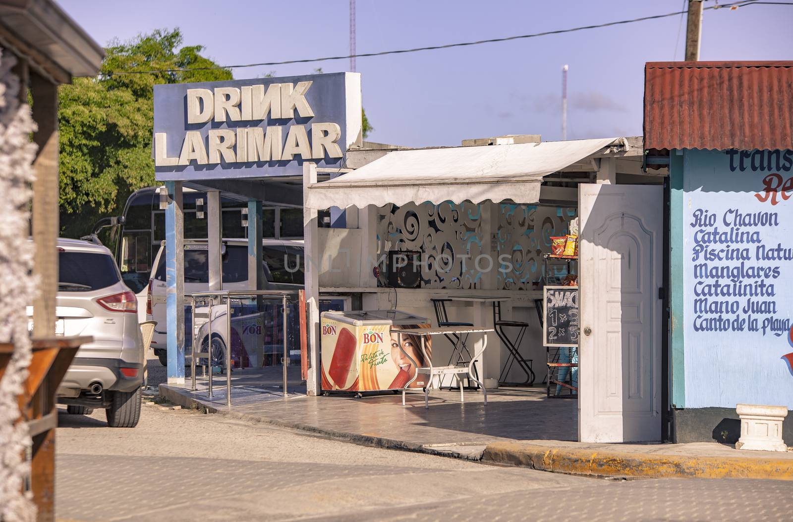 BAYAHIBE, DOMINICAN REPUBLIC 23 DECEMBER 2019: Dominican drink shop