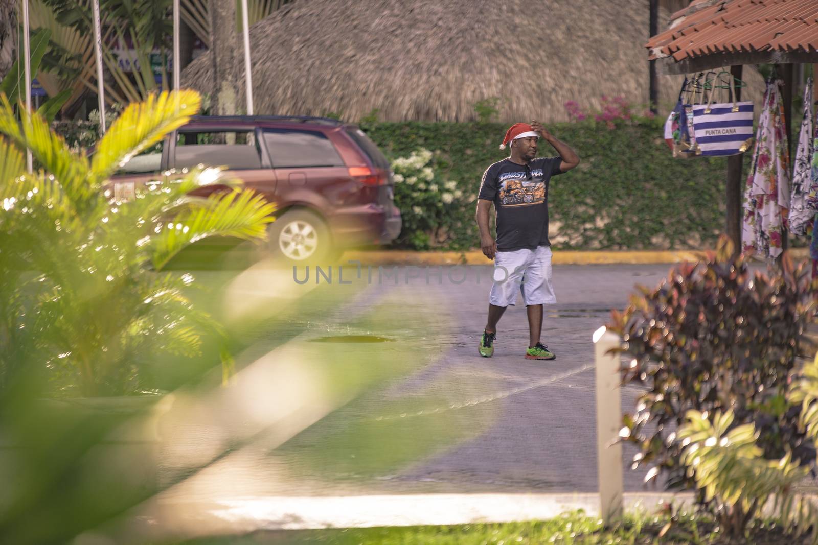 BAYAHIBE, DOMINICAN REPUBLIC 23 DECEMBER 2019: Bayahibe people on street