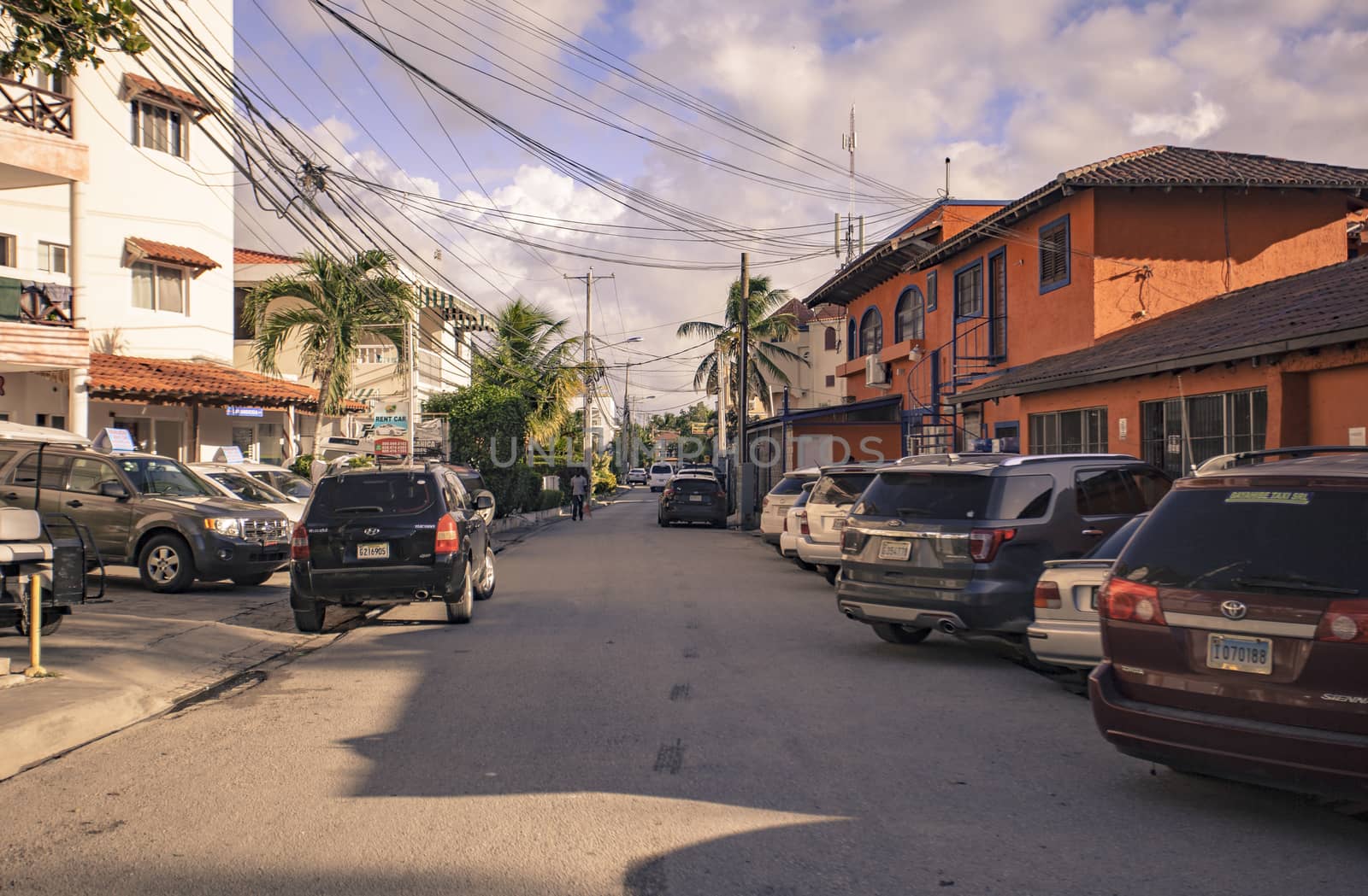 BAYAHIBE, DOMINICAN REPUBLIC 23 DECEMBER 2019: Caribbean coloured houses