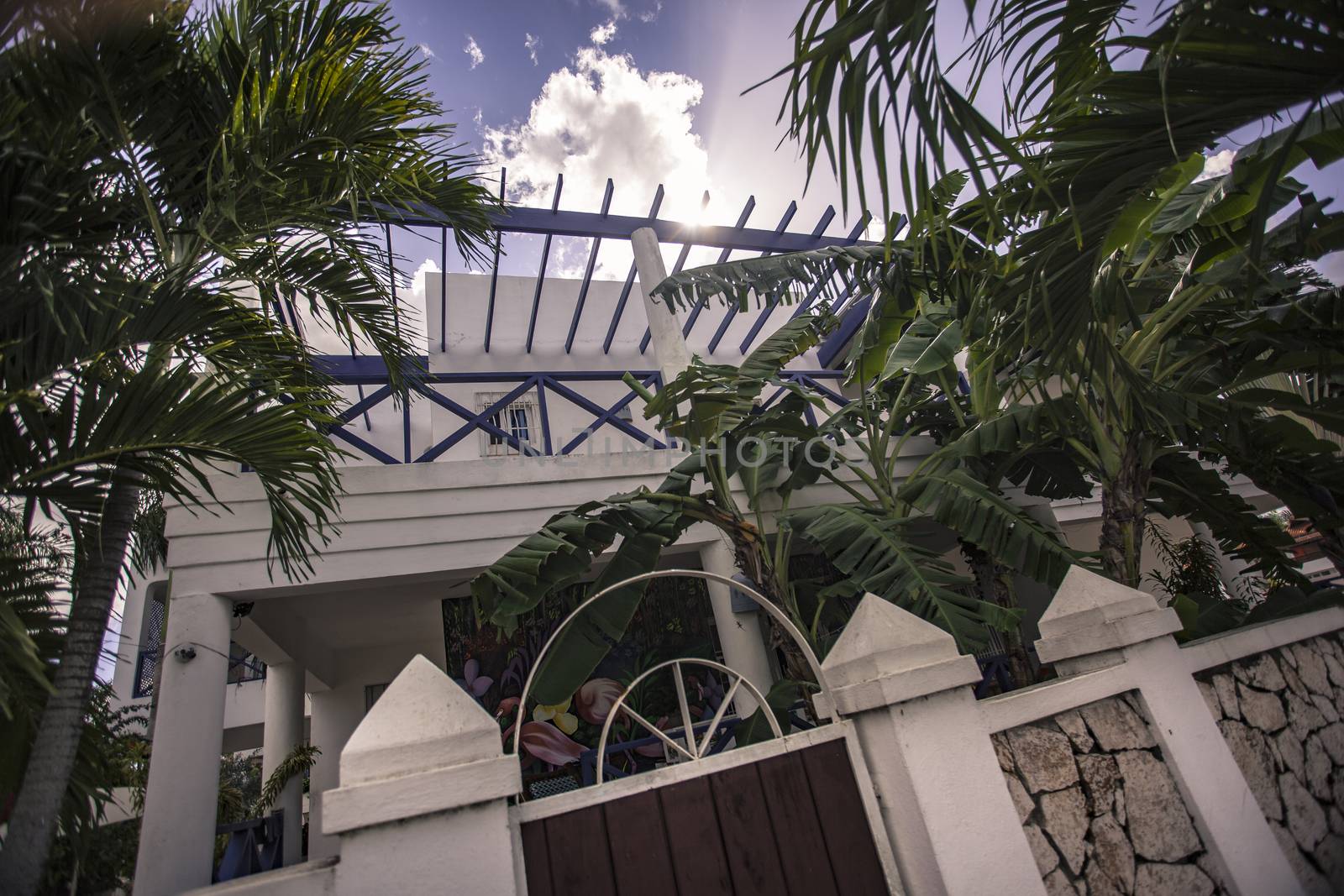 BAYAHIBE, DOMINICAN REPUBLIC 23 DECEMBER 2019: Caribbean architecture in Bayahibe, Dominican Republic