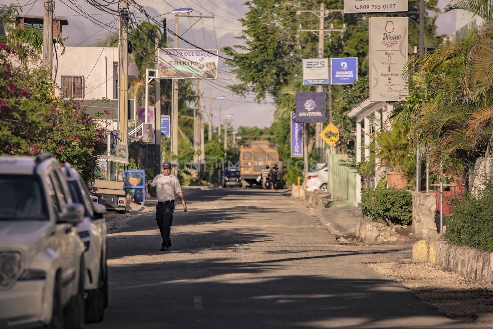 BAYAHIBE, DOMINICAN REPUBLIC 23 DECEMBER 2019: Dominican People in the streets in Bayahibe