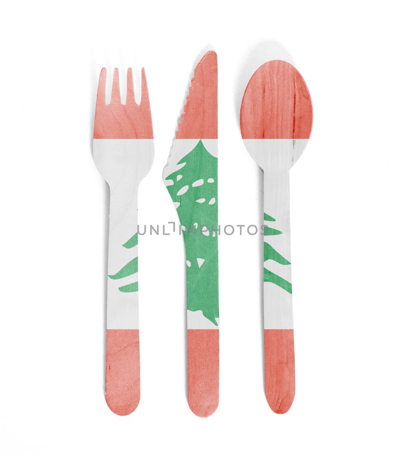 Eco friendly wooden cutlery - Plastic free concept - Flag of Leb by michaklootwijk
