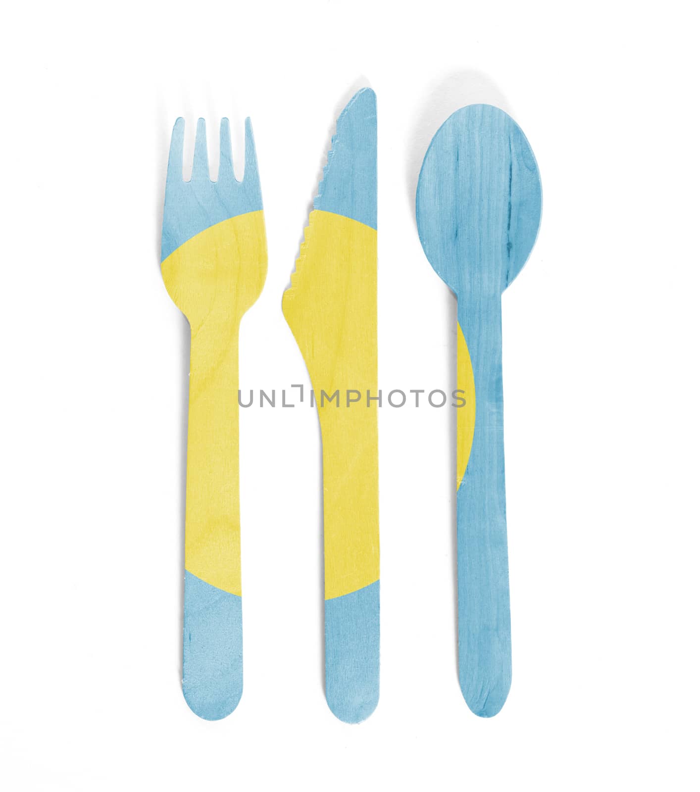 Eco friendly wooden cutlery - Plastic free concept - Flag of Pal by michaklootwijk