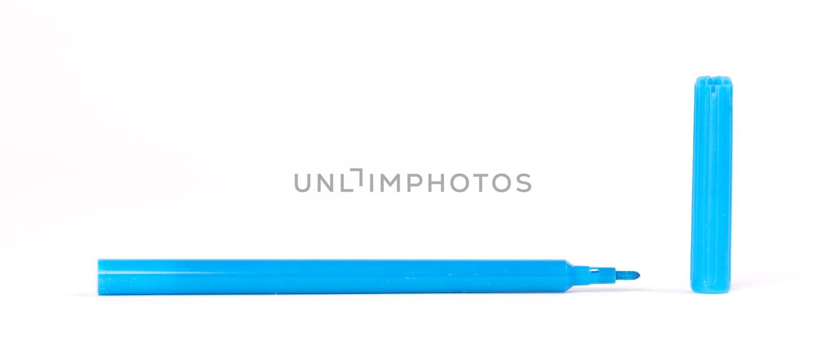 Blue felt-tip pen isolated on white background