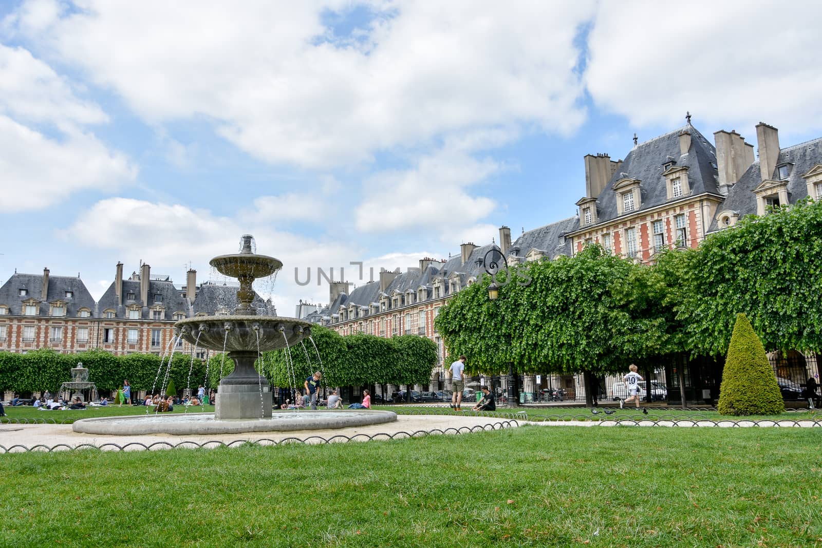 visit of Paris, Seine quay and Eiffel tower, walk in the parks of the capital of France in summer