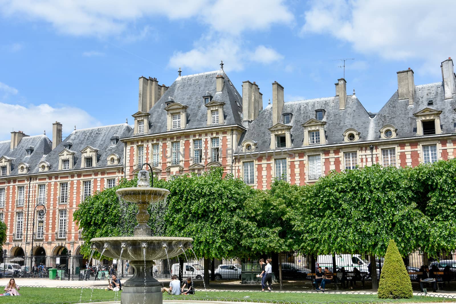 visit of Paris, Seine quay and Eiffel tower, walk in the parks of the capital of France in summer