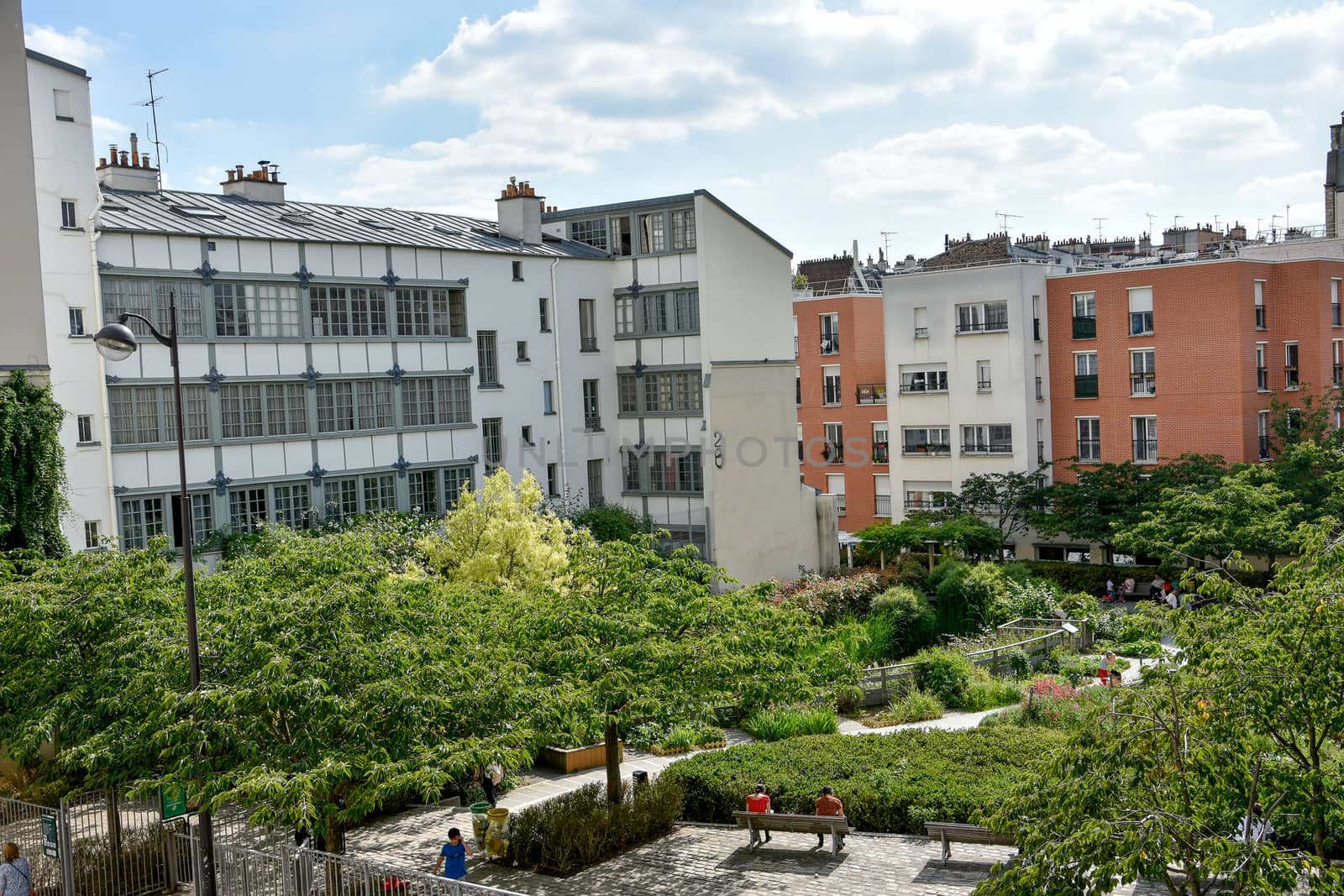 visit of Paris, Seine quay and Eiffel tower, walk in the parks of the capital of France in summer