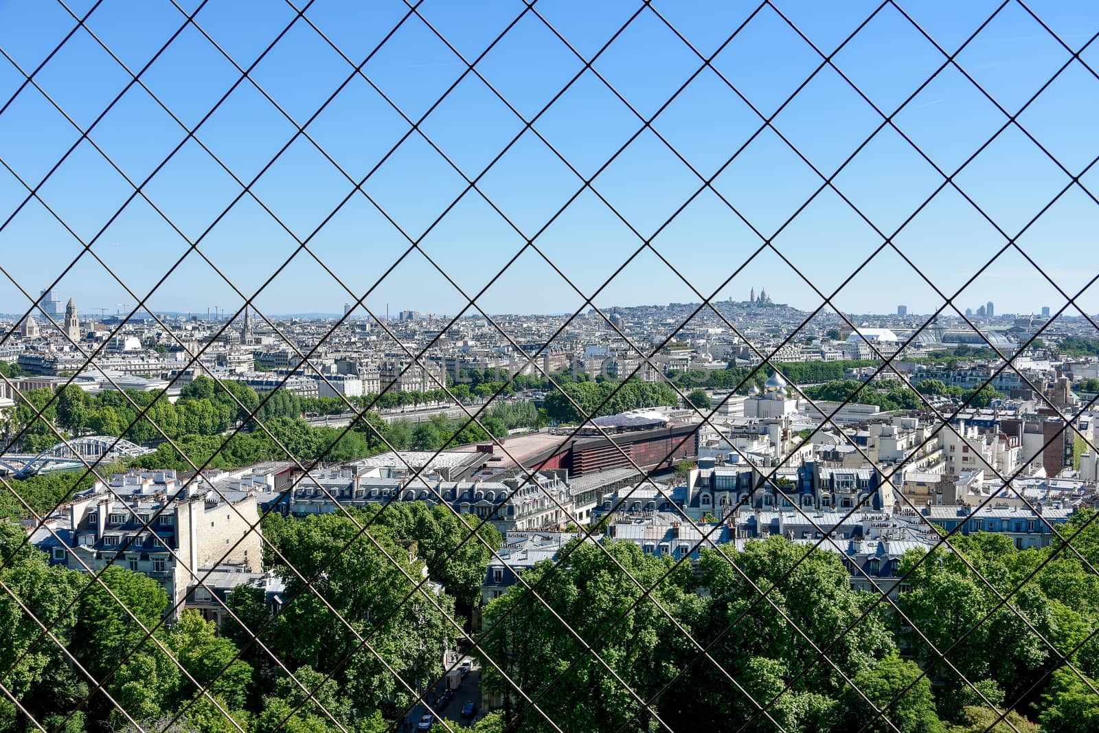 visit of Paris, Seine quay and Eiffel tower, walk in the parks of the capital of France in summer