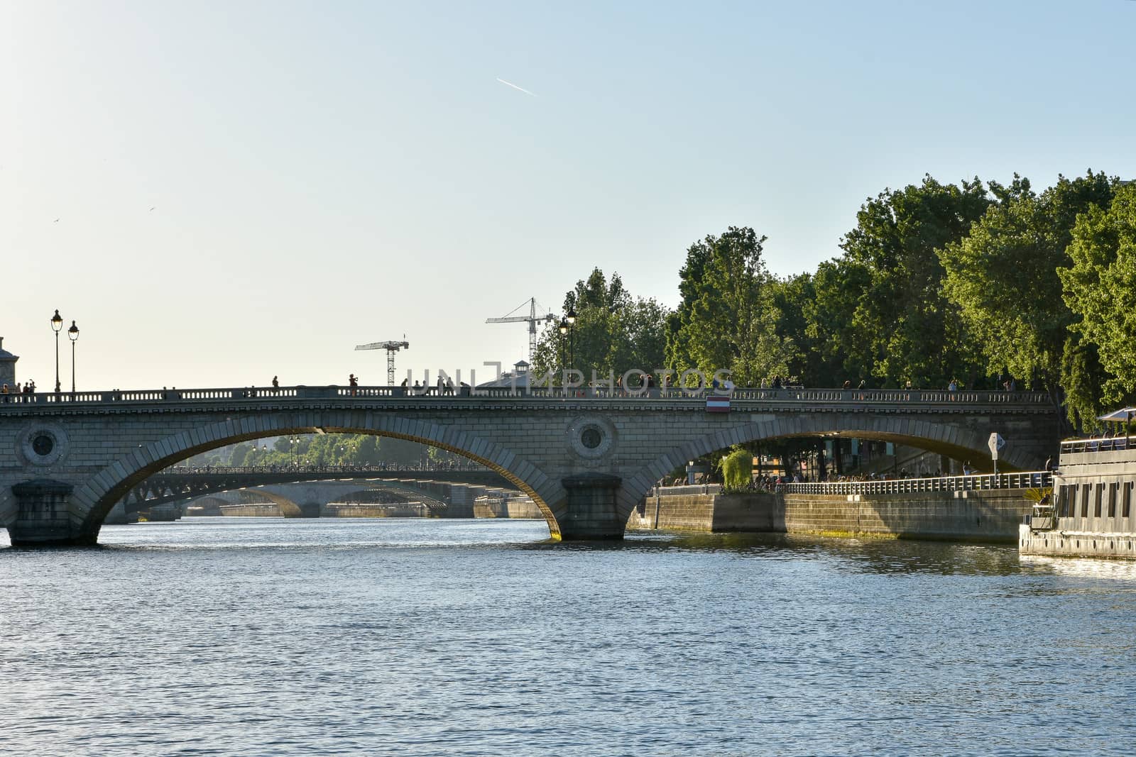 visit of Paris, Seine quay and Eiffel tower, walk in the parks of the capital of France in summer