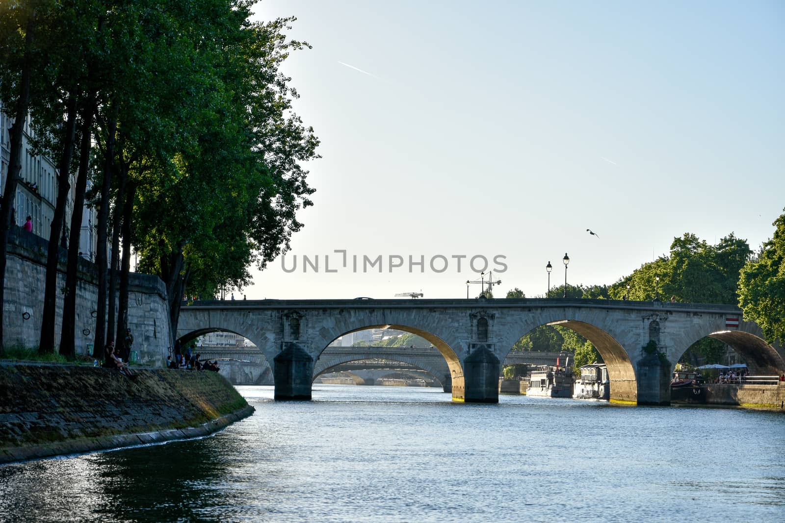 visit of Paris, Seine quay and Eiffel tower, walk in the parks of the capital of France in summer