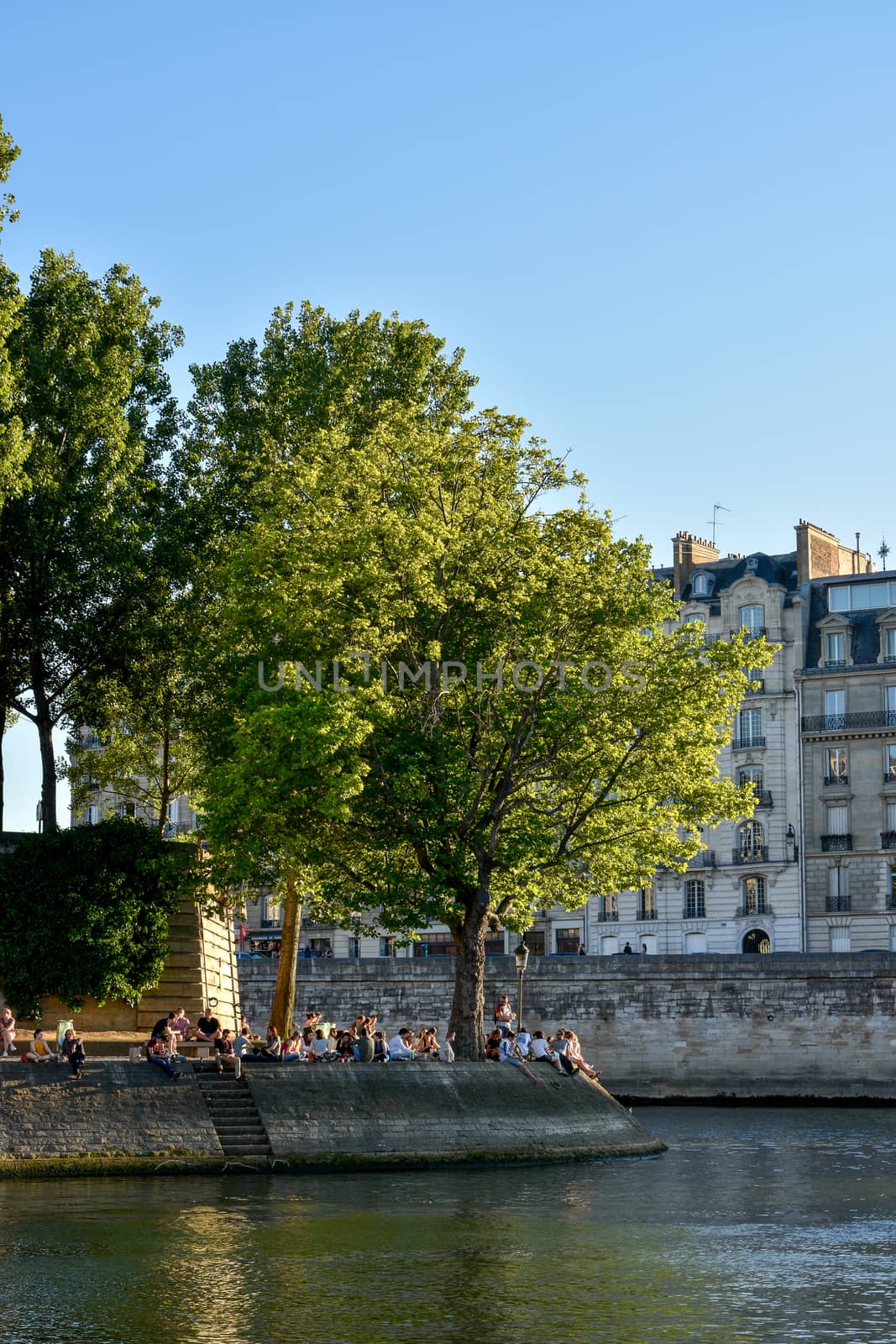 visit of Paris, Seine quay and Eiffel tower, walk in the parks of the capital of France in summer