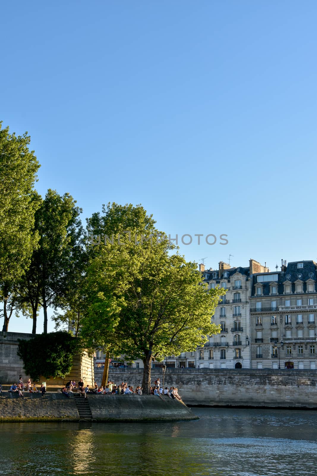 visit of Paris, Seine quay and Eiffel tower, walk in the parks of the capital of France in summer