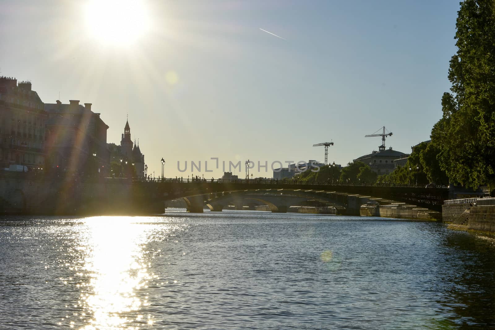 visit of Paris, Seine quay and Eiffel tower, walk in the parks of the capital of France in summer