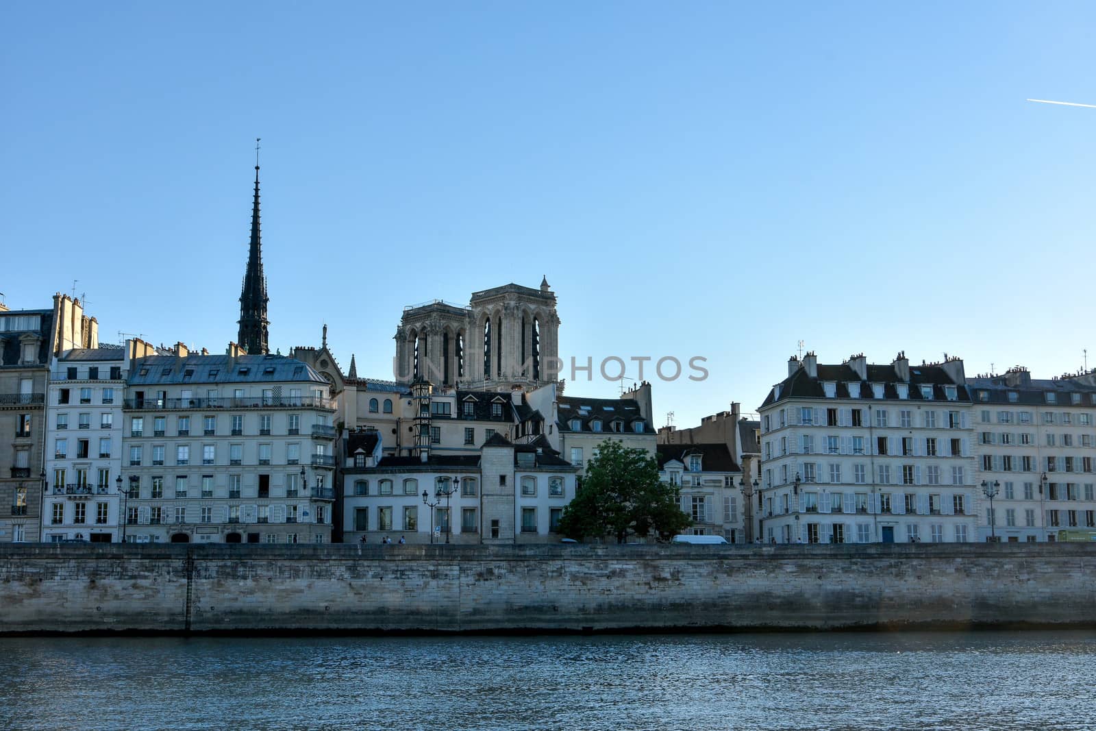 visit of Paris, Seine quay and Eiffel tower, walk in the parks of the capital of France in summer