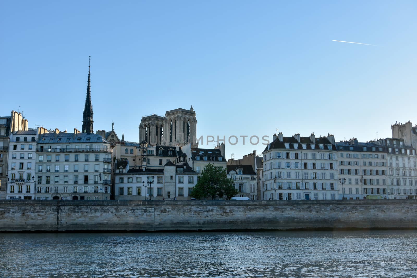 visit of Paris, Seine quay and Eiffel tower, walk in the parks of the capital of France in summer
