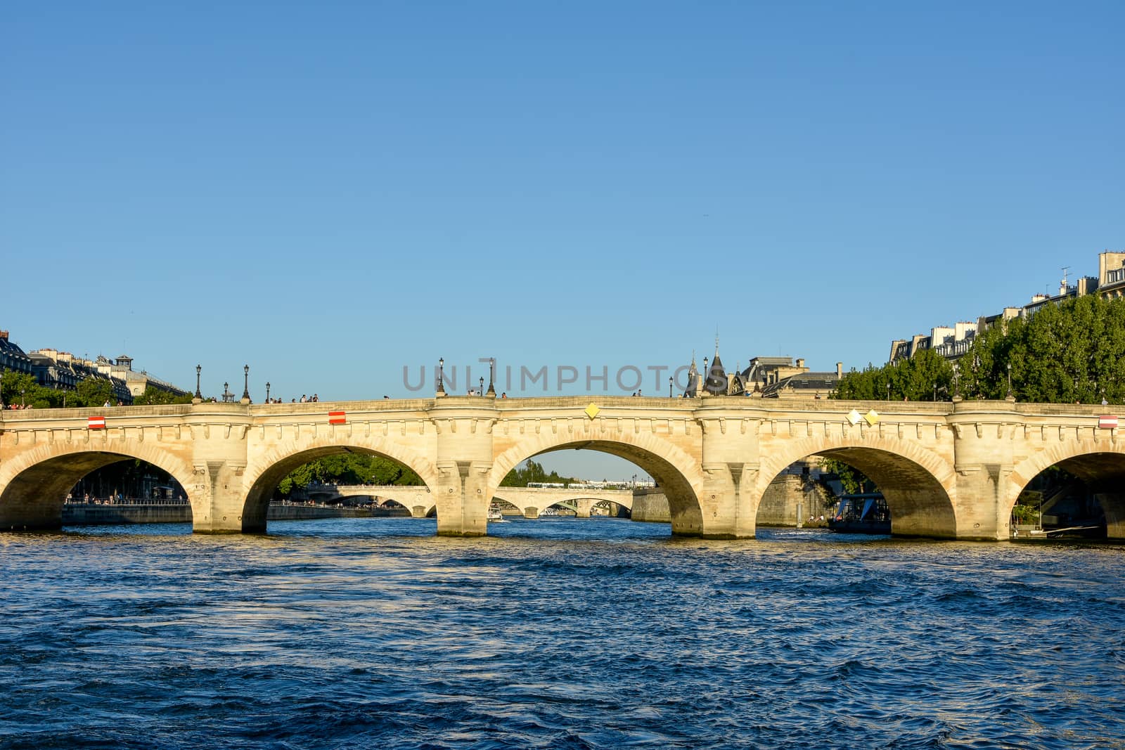 visit of Paris, Seine quay and Eiffel tower, walk in the parks of the capital of France in summer