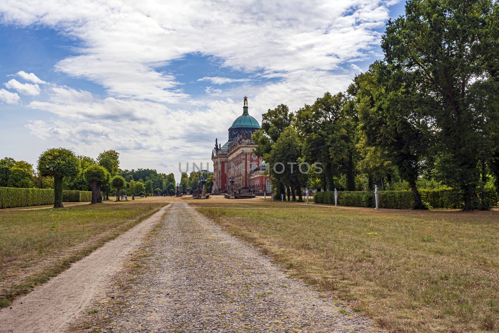 Remote view of the New Palace in Sanssouci Park, Potsdam, Germany by ankarb