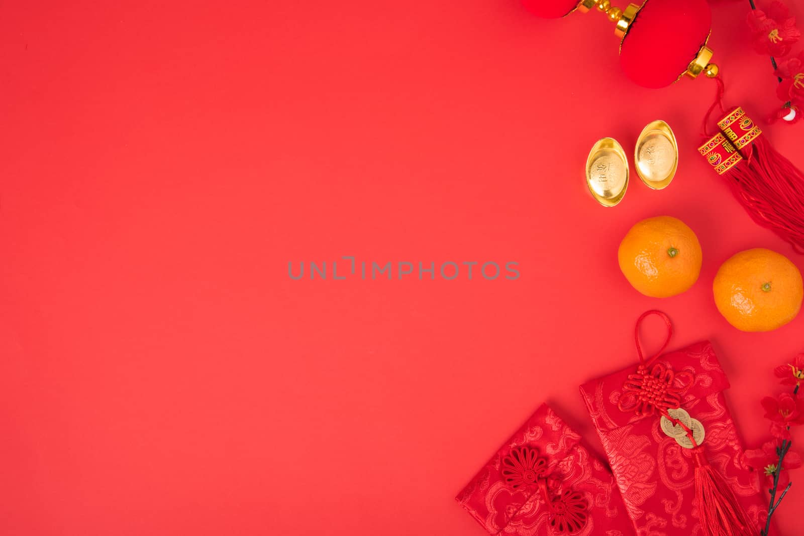 Chinese new year festival concept, flat lay top view, Happy Chin by Sorapop