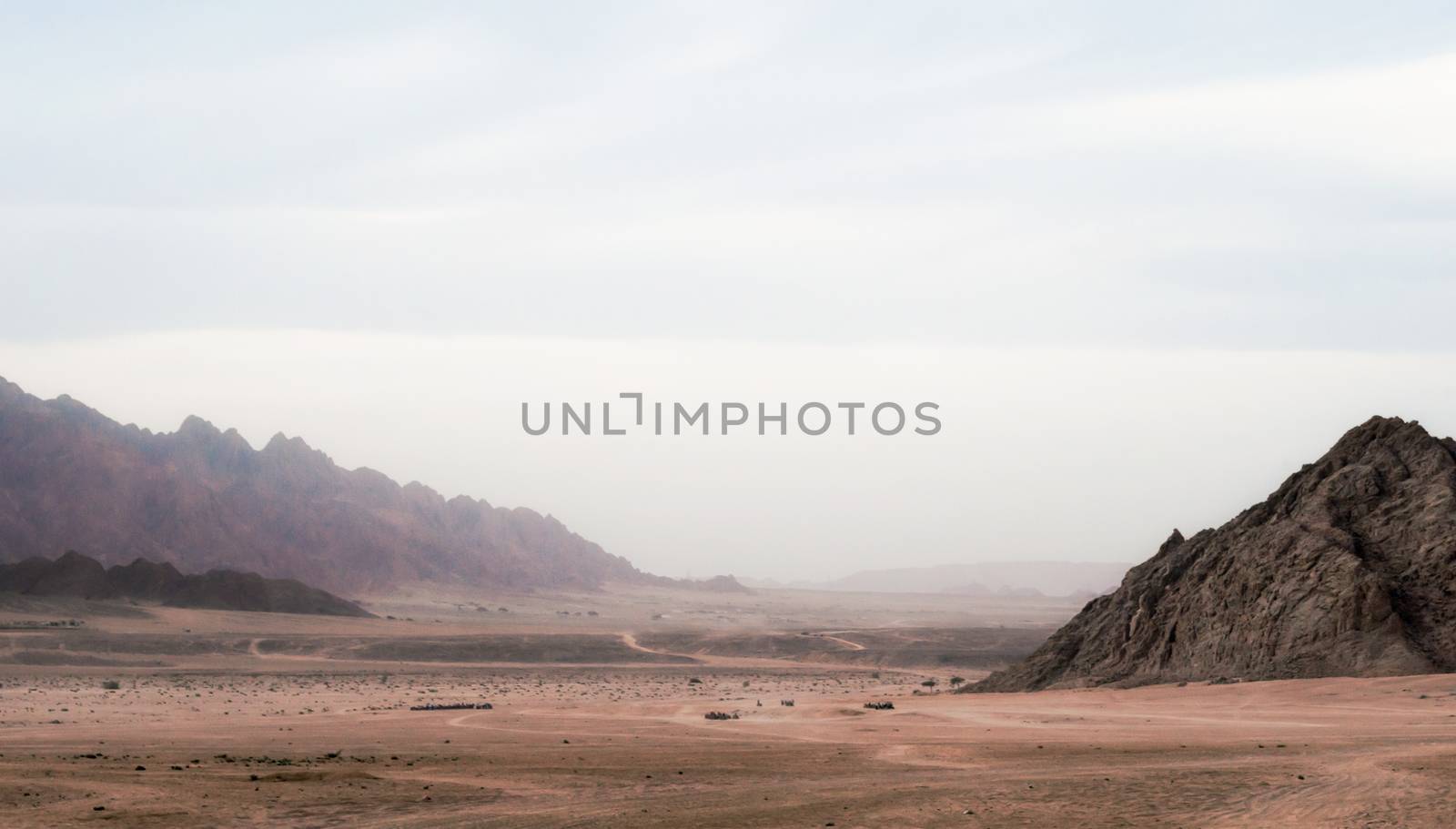 landscape panoramic view desert with rocky mountains without people in Sharm El Sheikh Egypt
