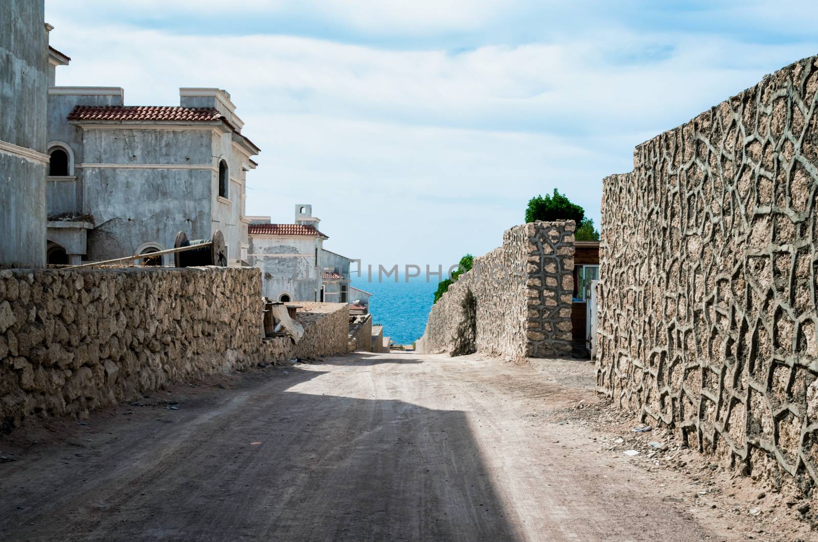 abandoned hotel on a street without people during the crisis in Sharm El Sheikh Egypt