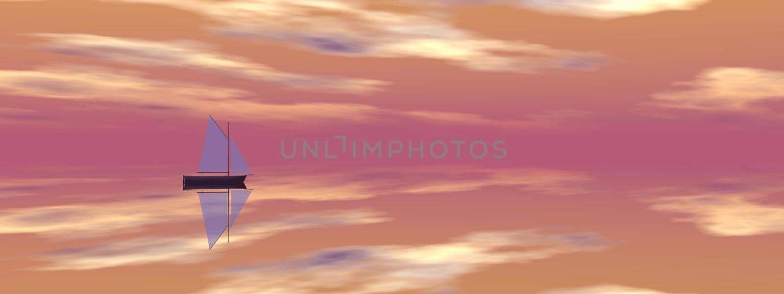 very beautiful sailboat on the sea with very beautiful landscape - 3d rendering by mariephotos