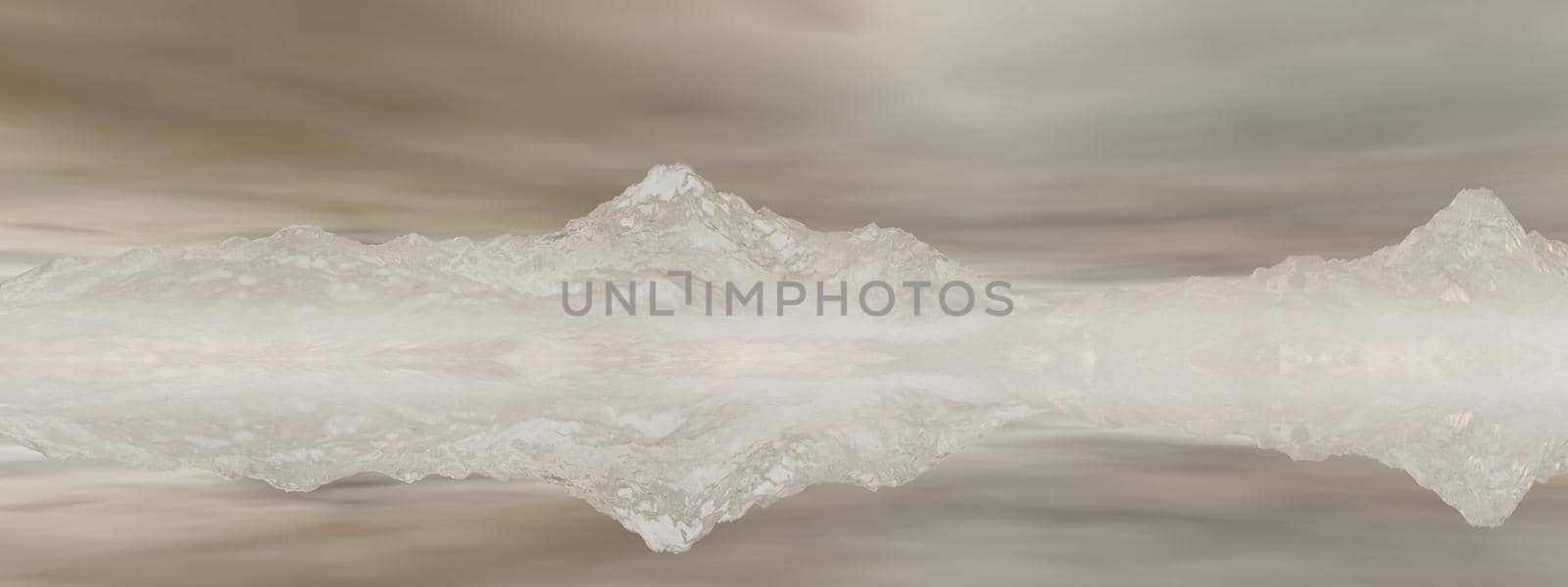 beautiful view of a mountain mirrored on a lake and sky - 3d rendering