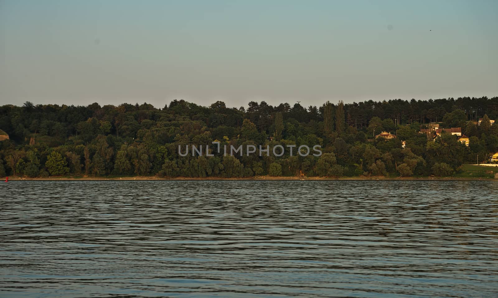 View on nature on other side of river Danube