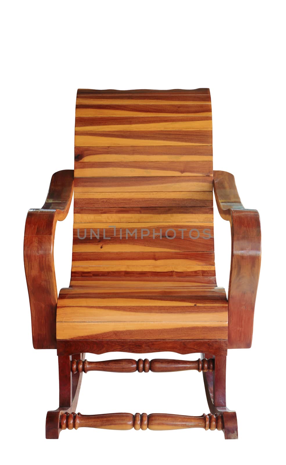 Wooden rocking chair isolated on white background, clipping path.