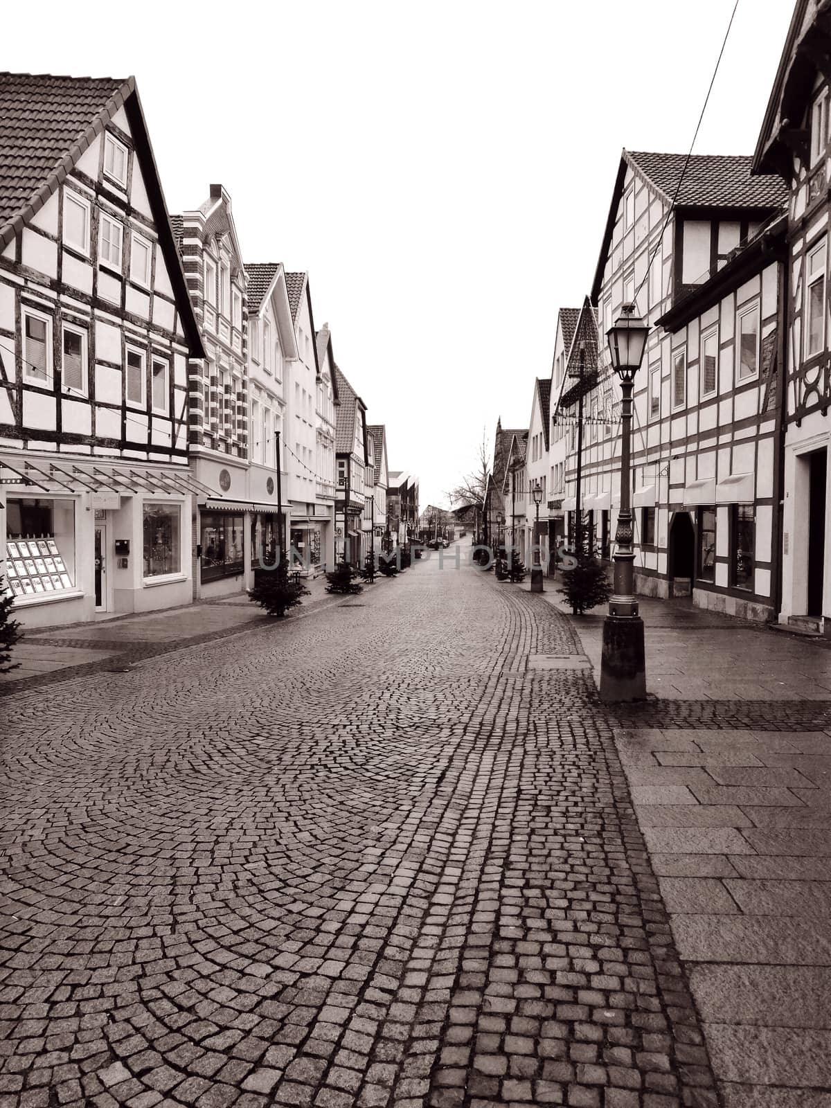 Germany, Buckeburg, December 25, 2020; old city street. by Lenkapenka