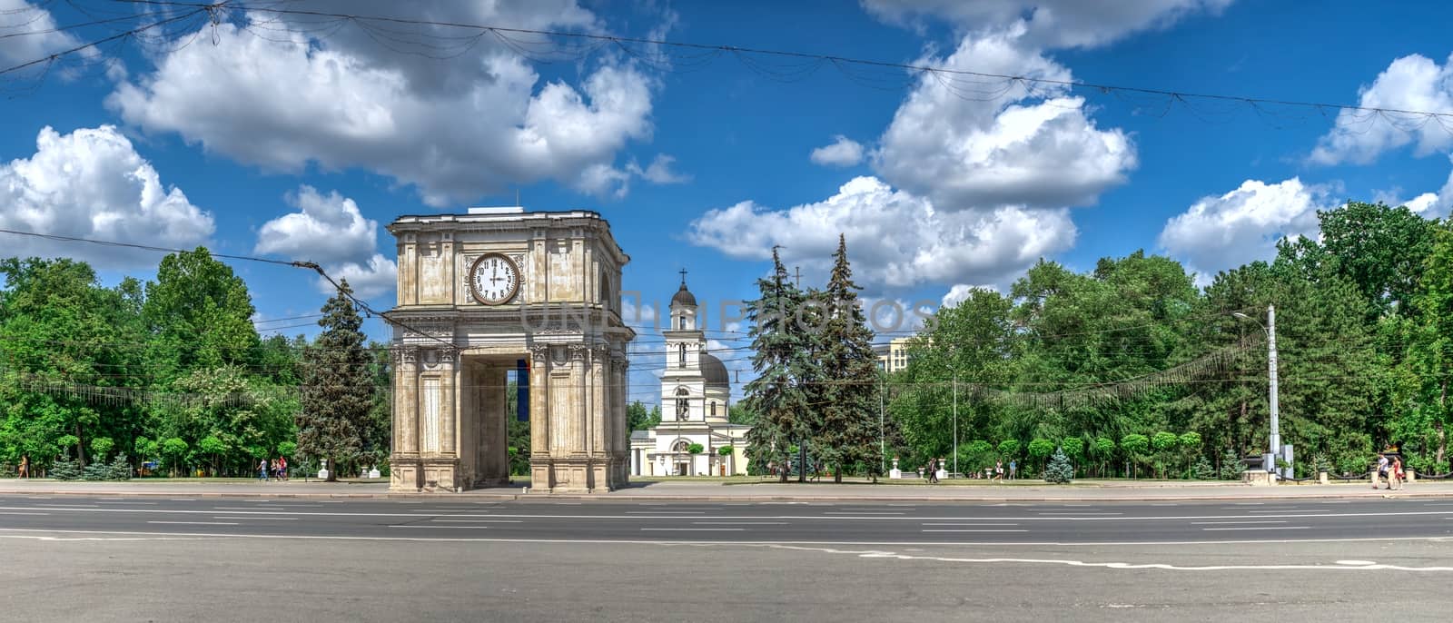 Chisinau, Moldova – 06.28.2019. Stefan cel Mare Boulevard in the center of Chisinau, capital of Moldova, on a sunny summer day