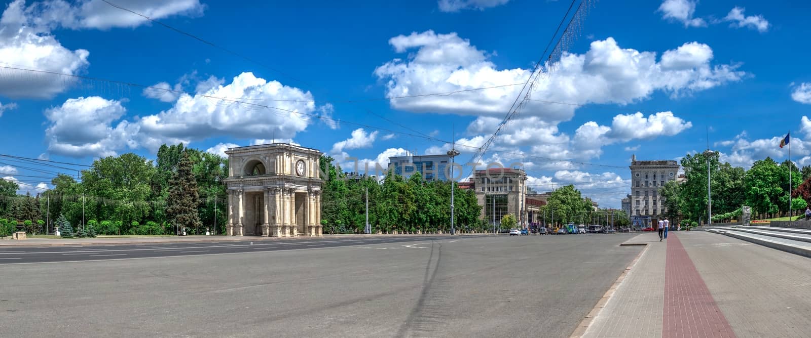 Chisinau, Moldova – 06.28.2019. Stefan cel Mare Boulevard in the center of Chisinau, capital of Moldova, on a sunny summer day