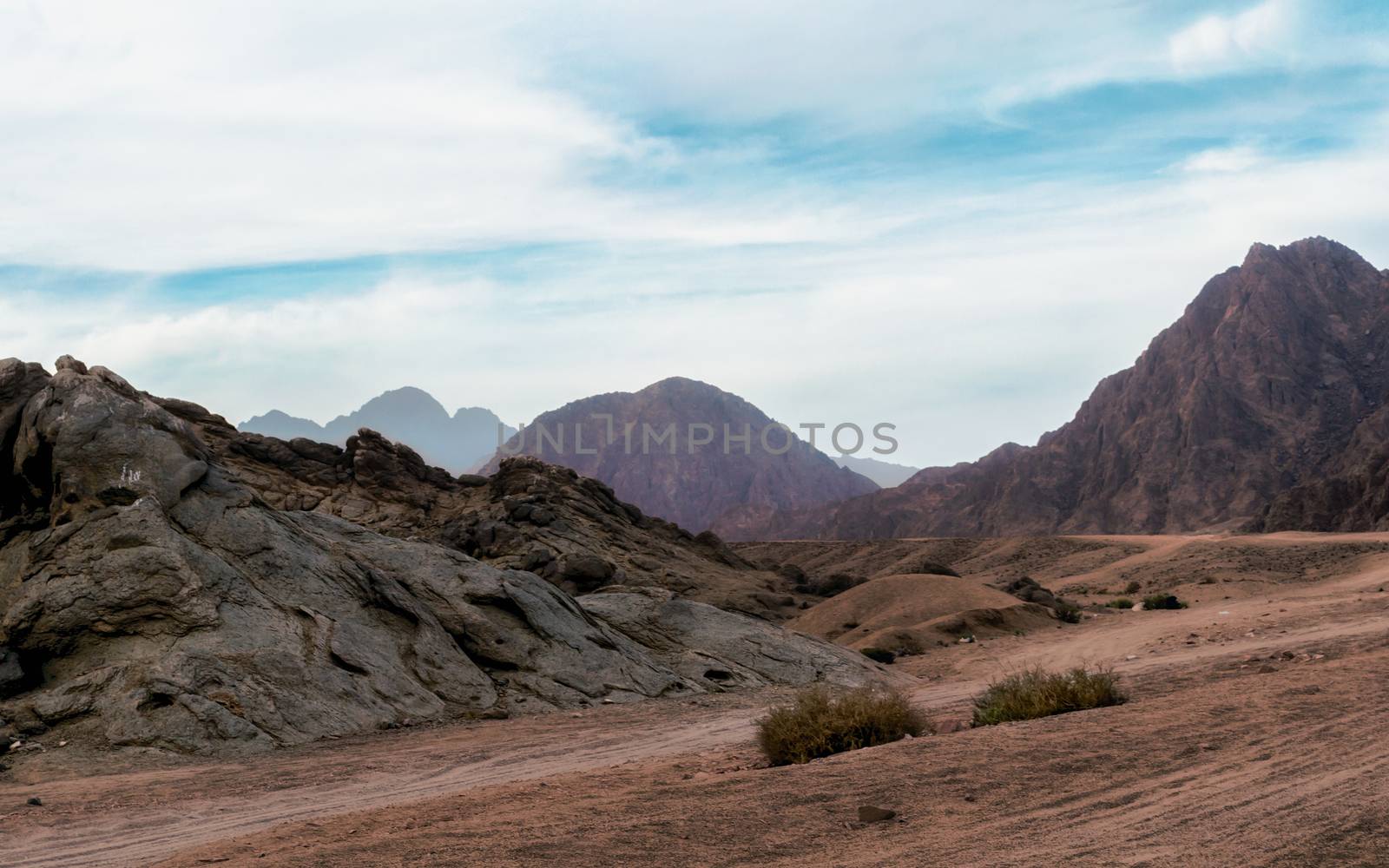 landscape panoramic view desert with rocky mountains without people in Sharm El Sheikh Egypt