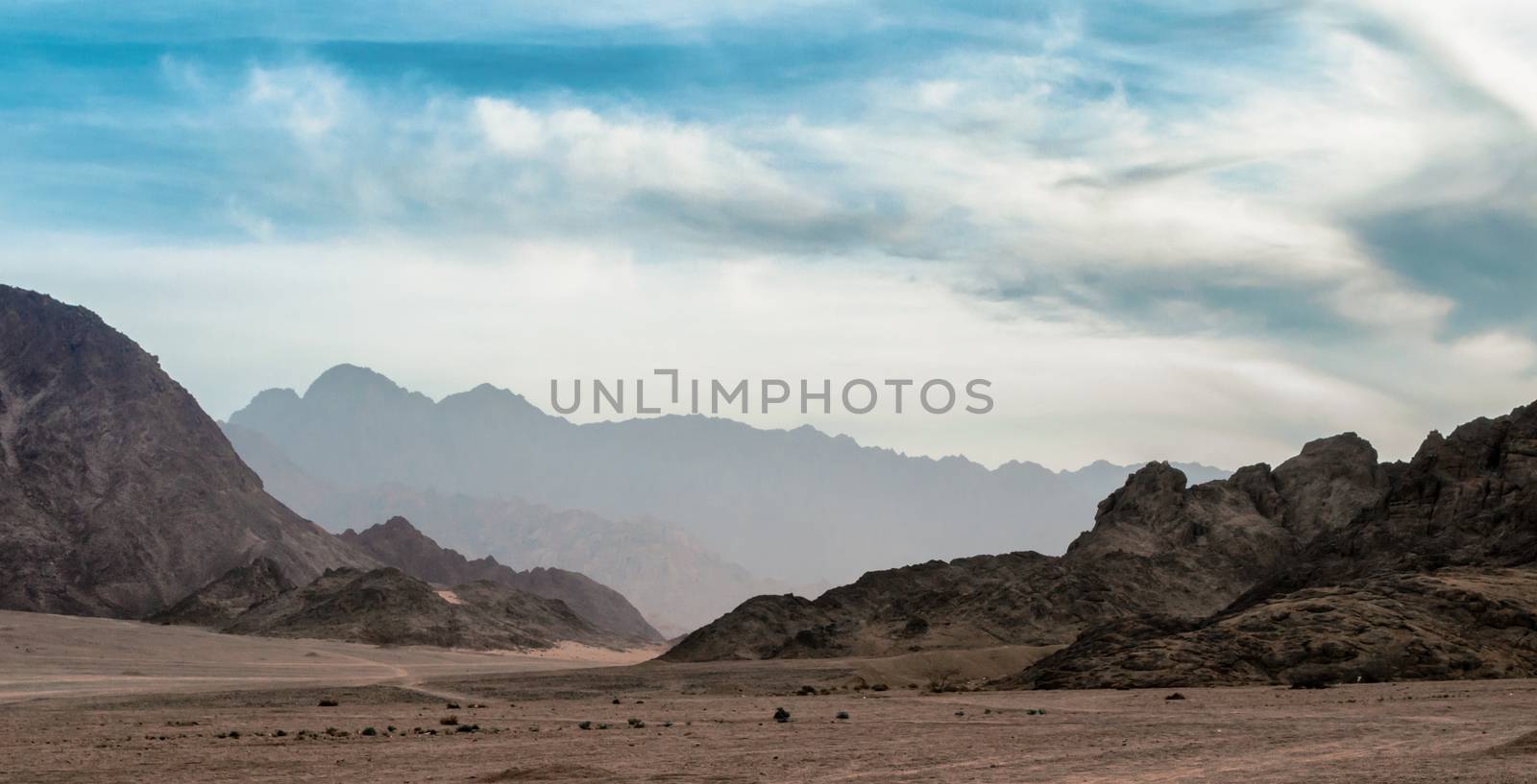 landscape panoramic view desert with rocky mountains without people in Sharm El Sheikh Egypt