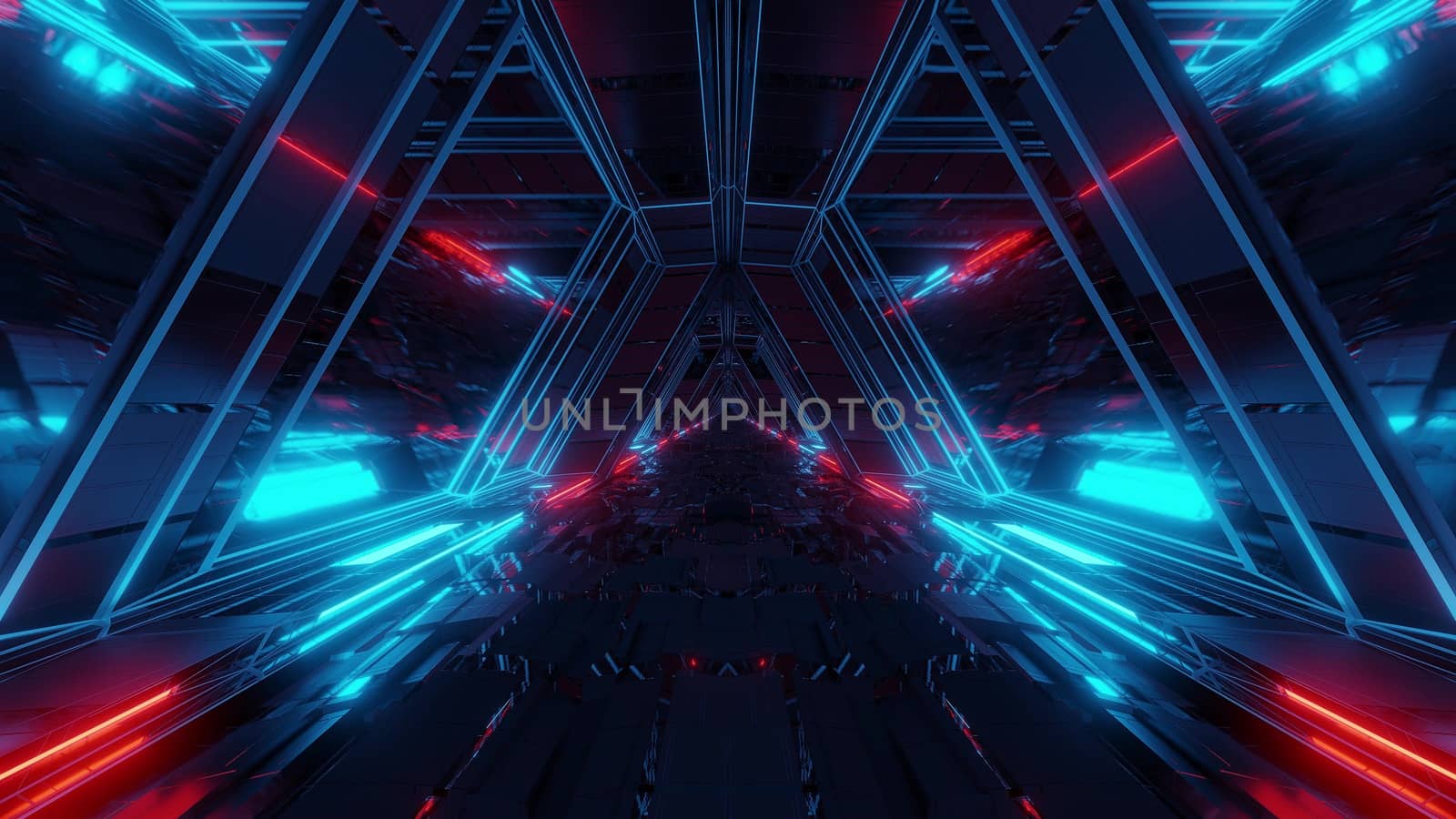 futuristic sci-fi space war ship hangar tunnel corridor with reflective glass windows 3d illustration background wallpaper by tunnelmotions