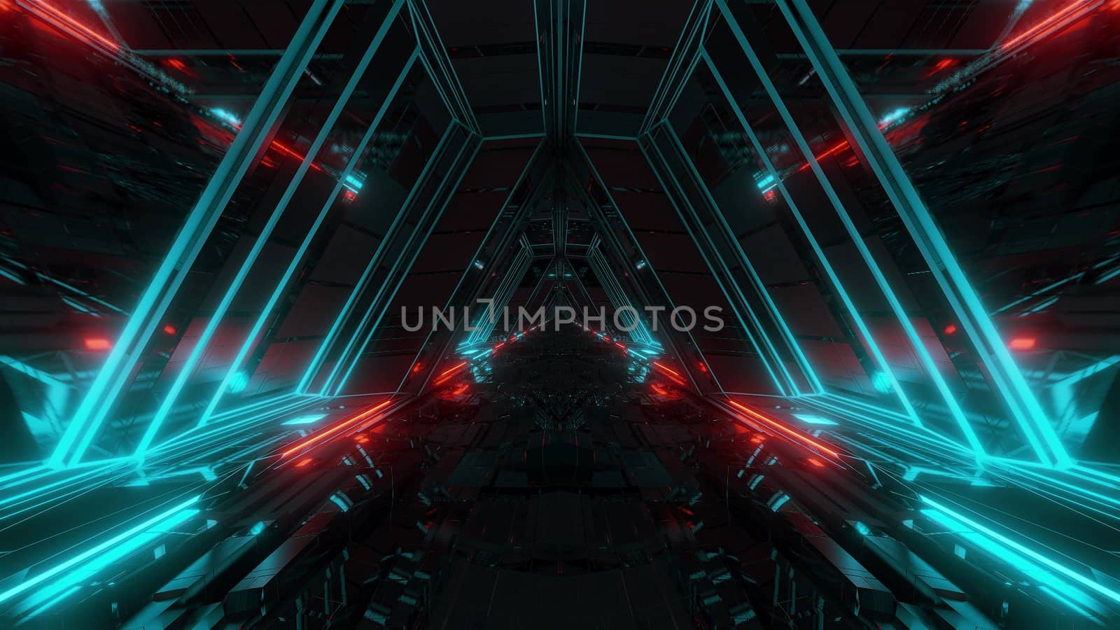 futuristic sci-fi space war ship hangar tunnel corridor with reflective glass windows 3d illustration background wallpaper by tunnelmotions