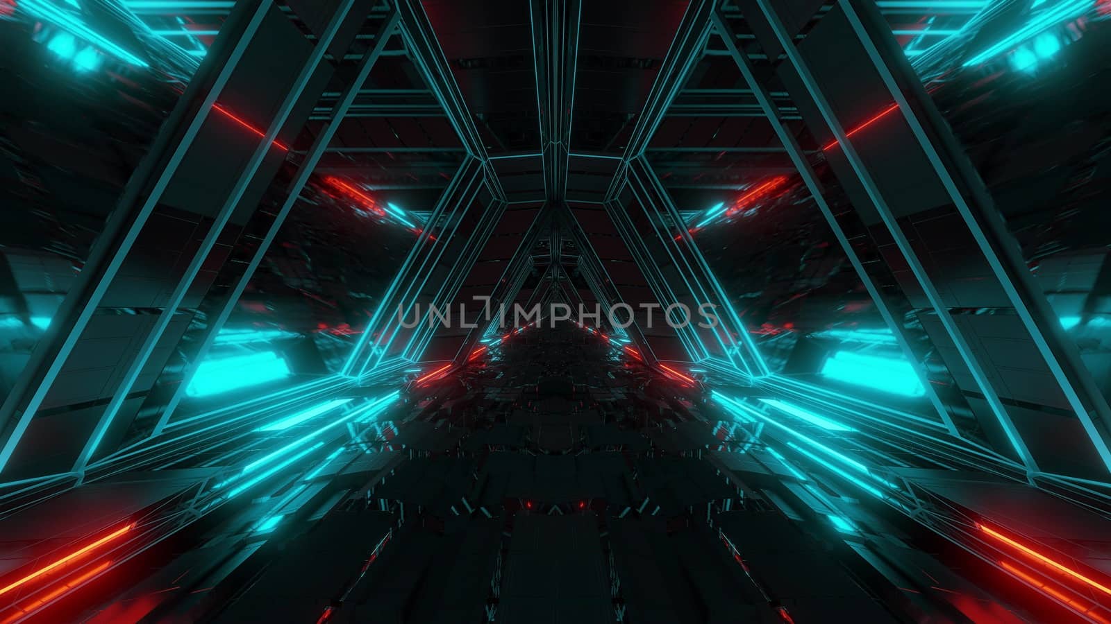 futuristic sci-fi space war ship hangar tunnel corridor with reflective glass windows 3d illustration background wallpaper by tunnelmotions