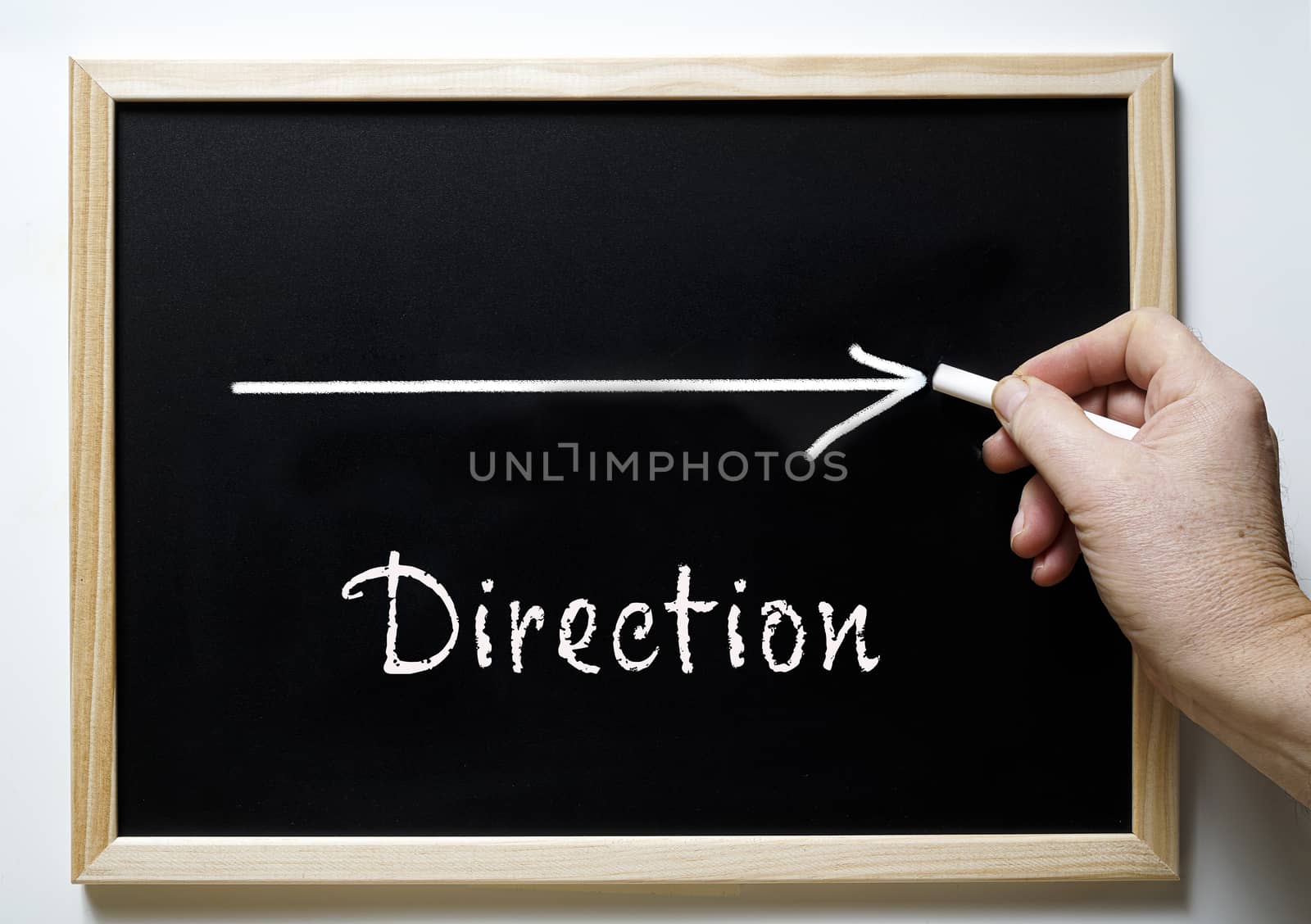 the word direction on a blackboard by sergiodv