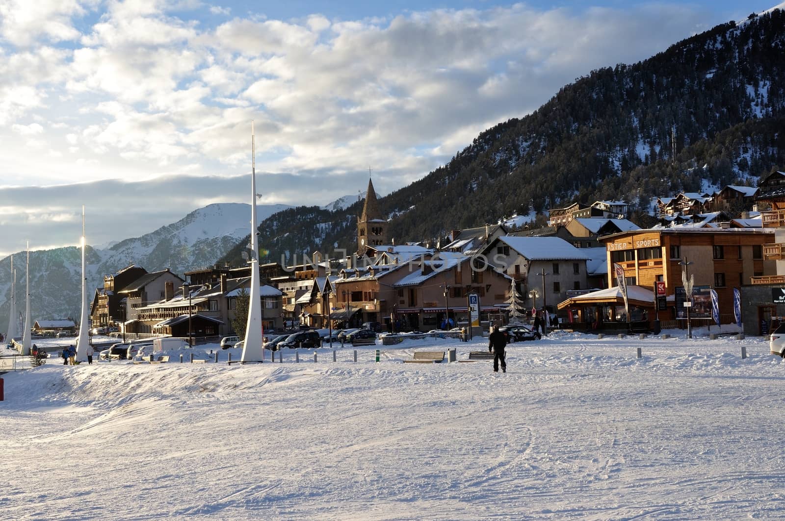 walk in the station of Montgenevre taken by the cold, the snow and the frost. France