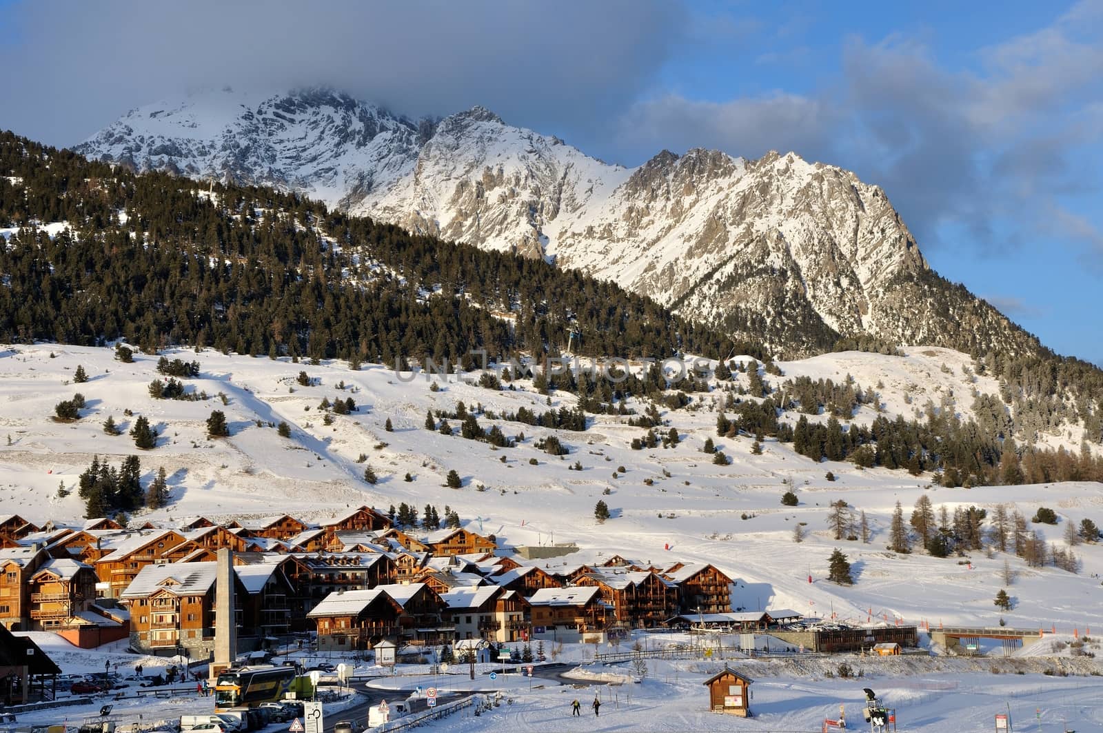 walk in the station of Montgenevre taken by the cold, the snow and the frost. France