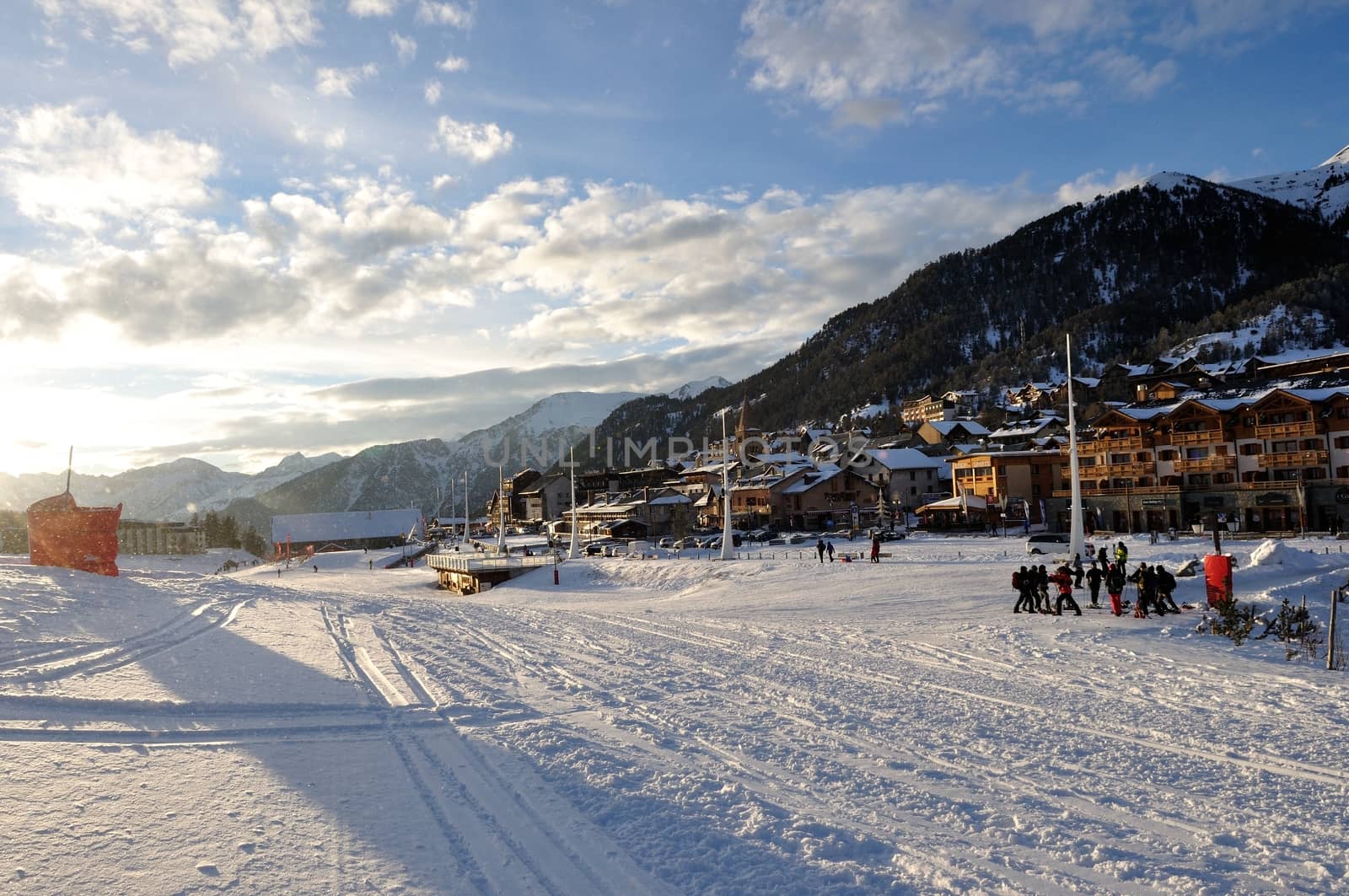 walk in the station of Montgenevre taken by the cold, the snow and the frost. France