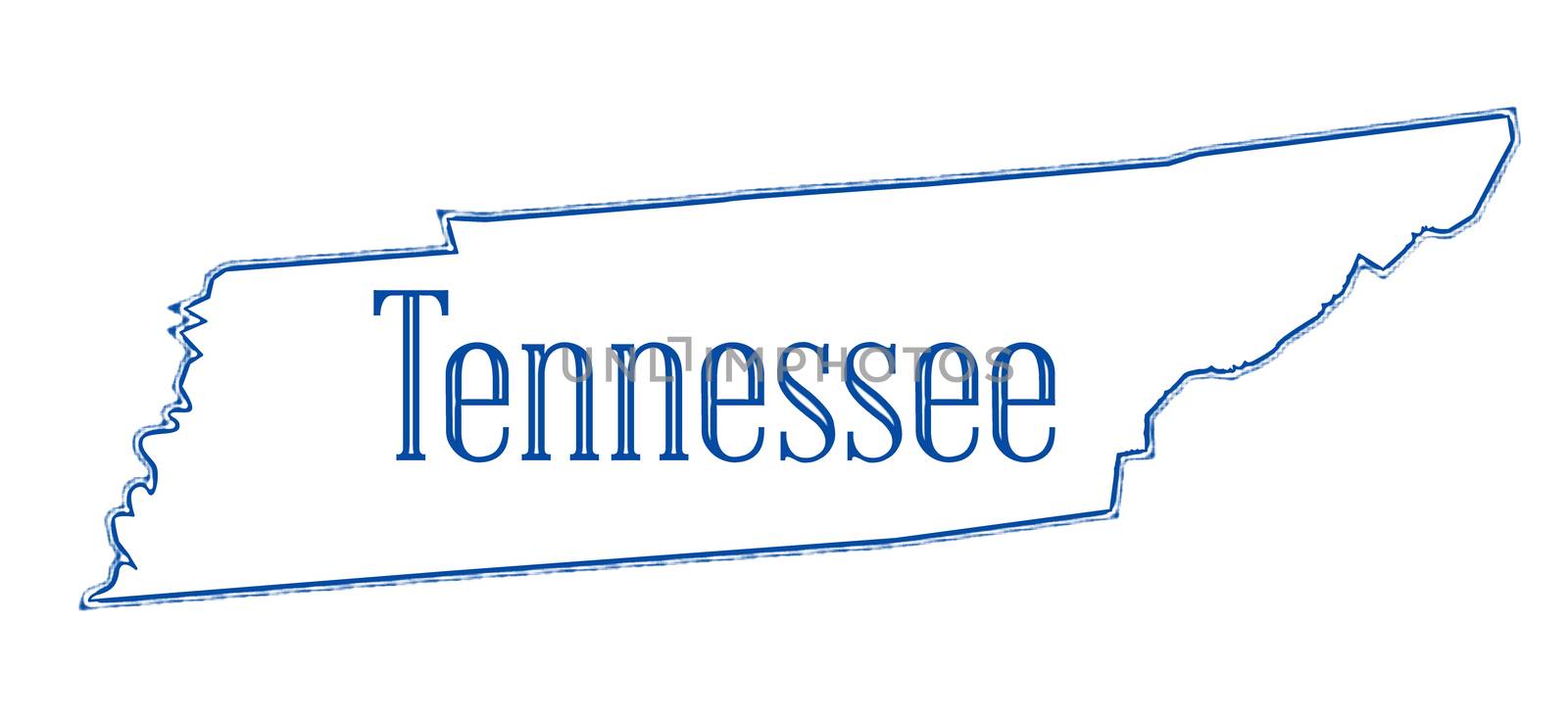 State map outline of Tennessee over a white background