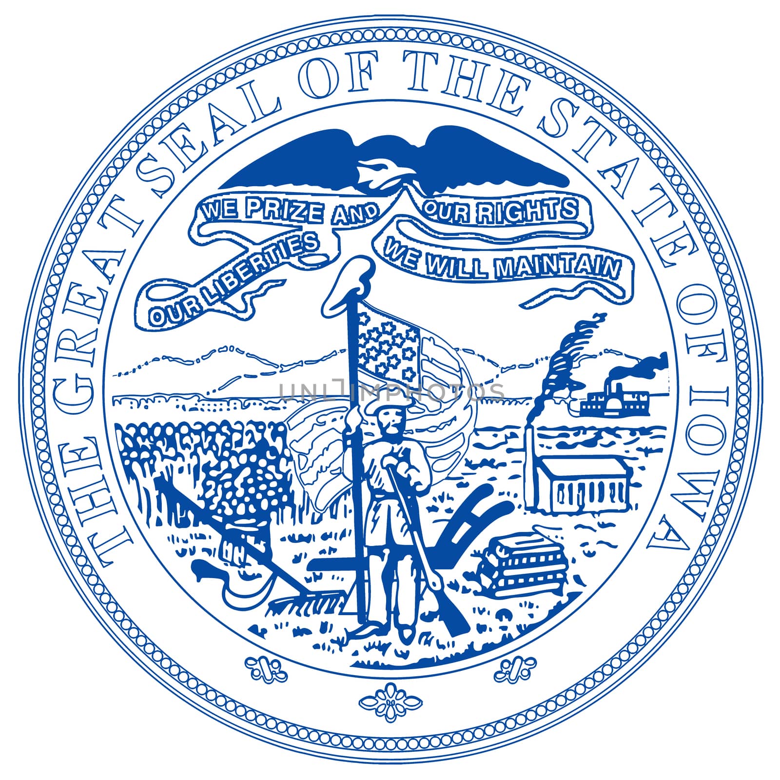 The great seal of the state of Iowa over a white background