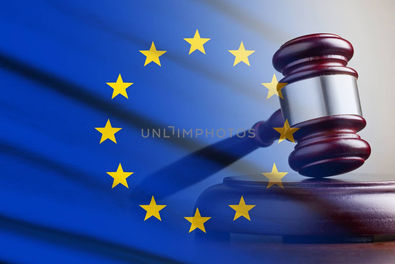 Legal gavel over a flag of the European Union by sergii_gnatiuk