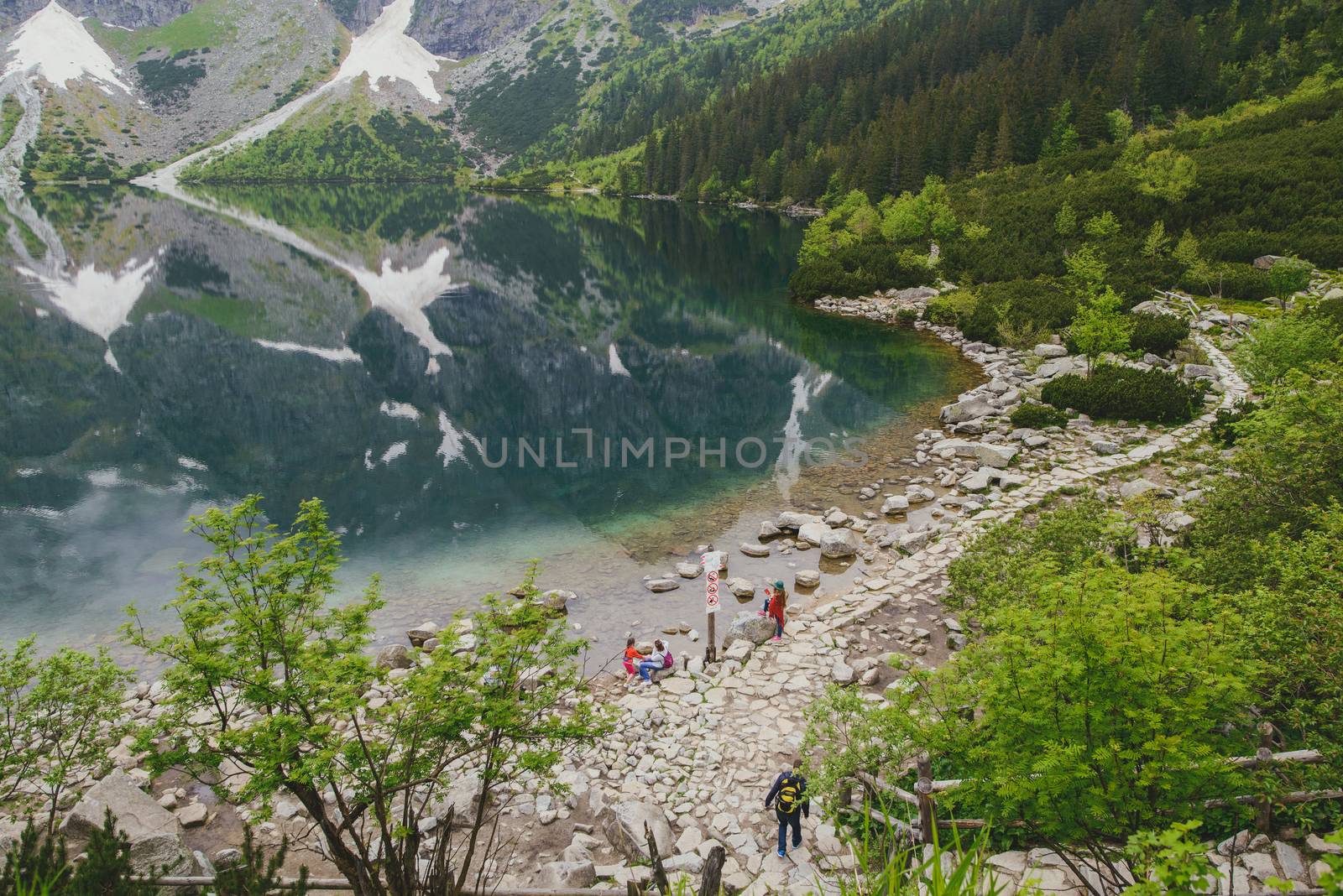Mountain lake in the middle of summer time.