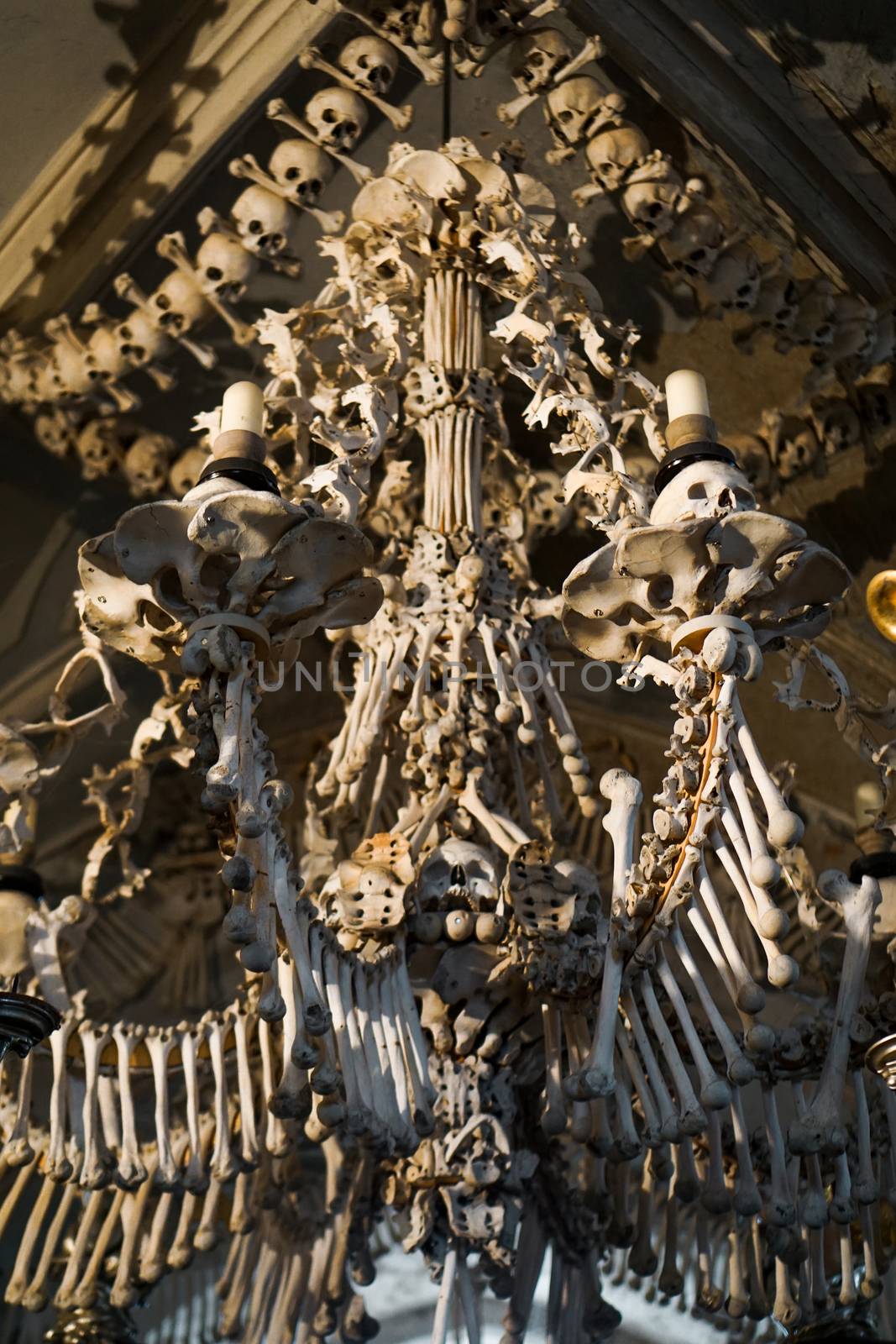 Bones inside the Sedlec Ossuary, Kutna Hora, Czech Republic by natali_brill