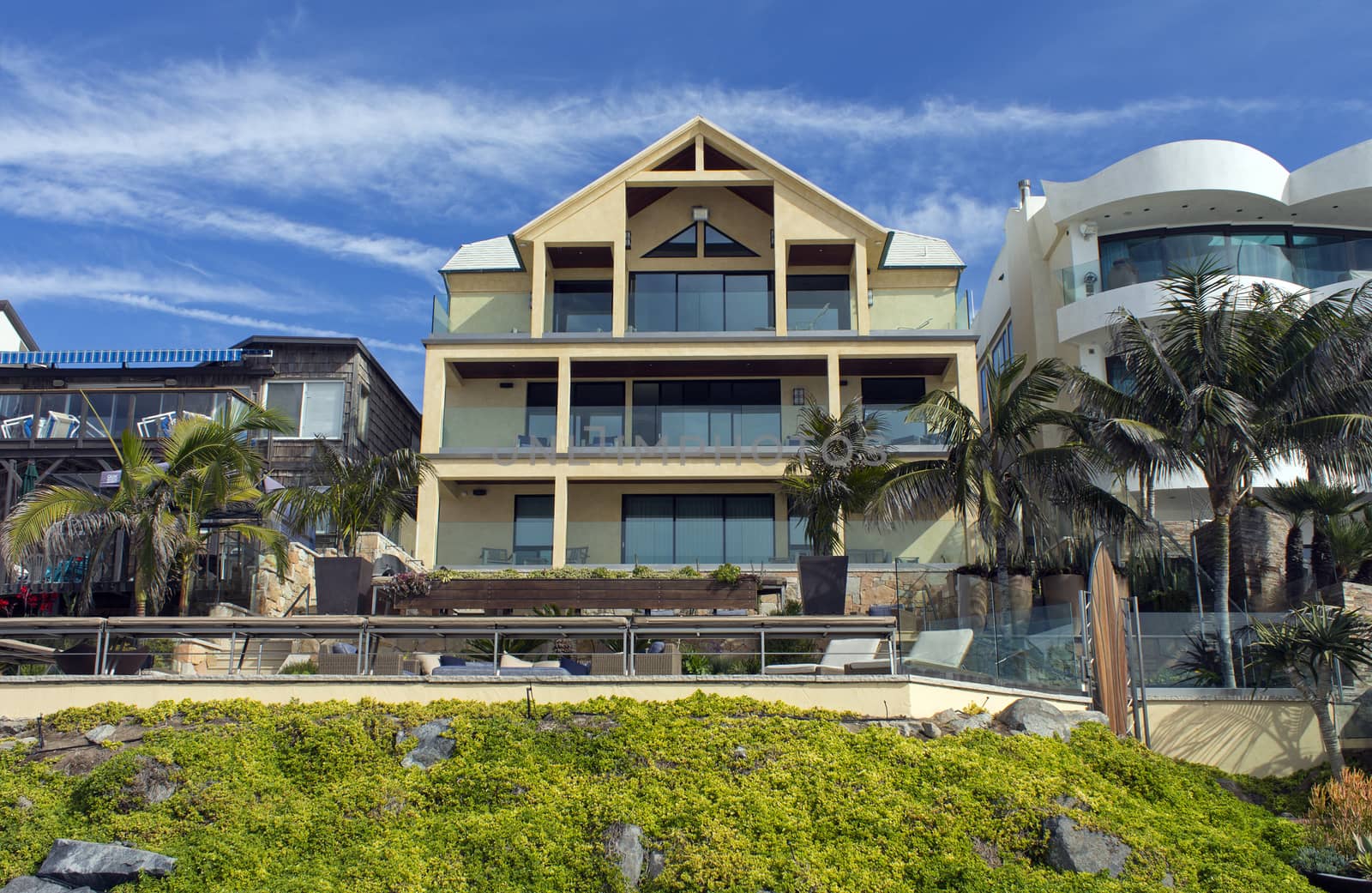 Luxury american house with beautiful blue sky,California