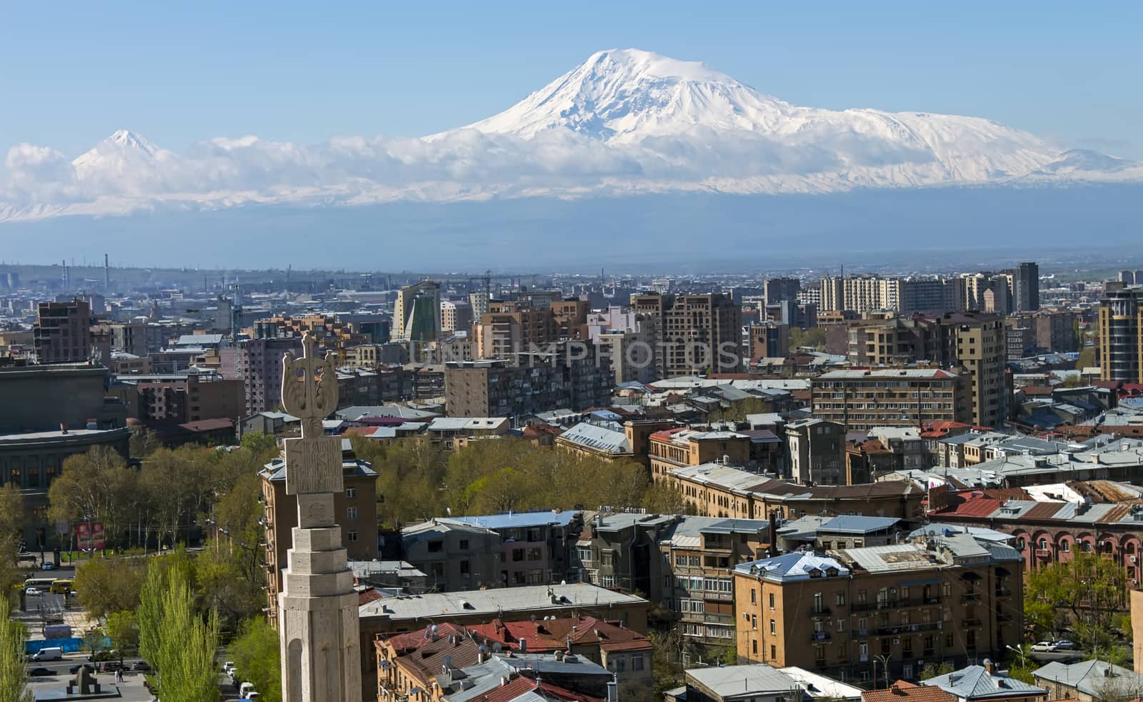 A beautiful view of Mountain Ararat  and city Yerevan.