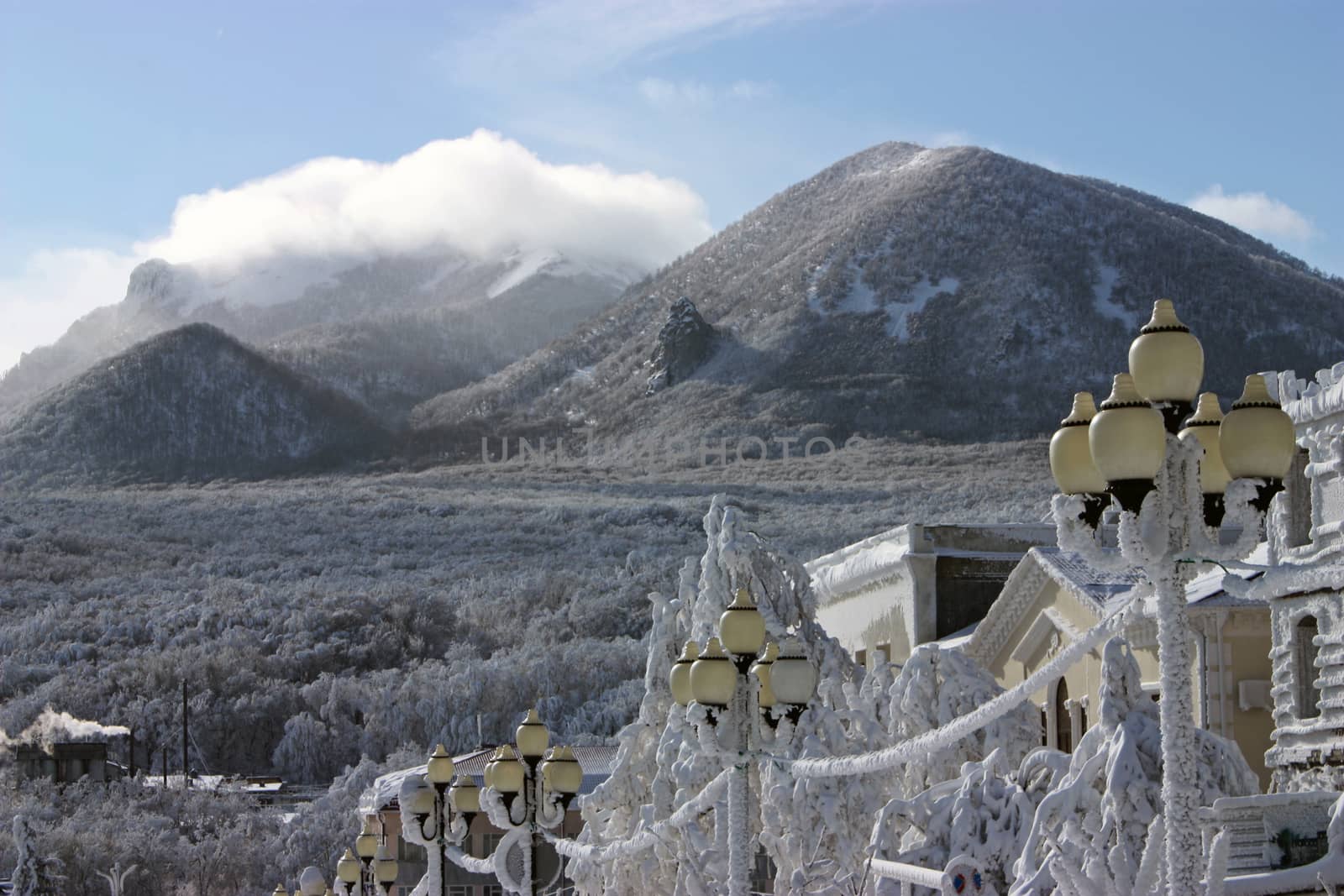 Beautiful winter day on Northern Caucasus, Russia.

