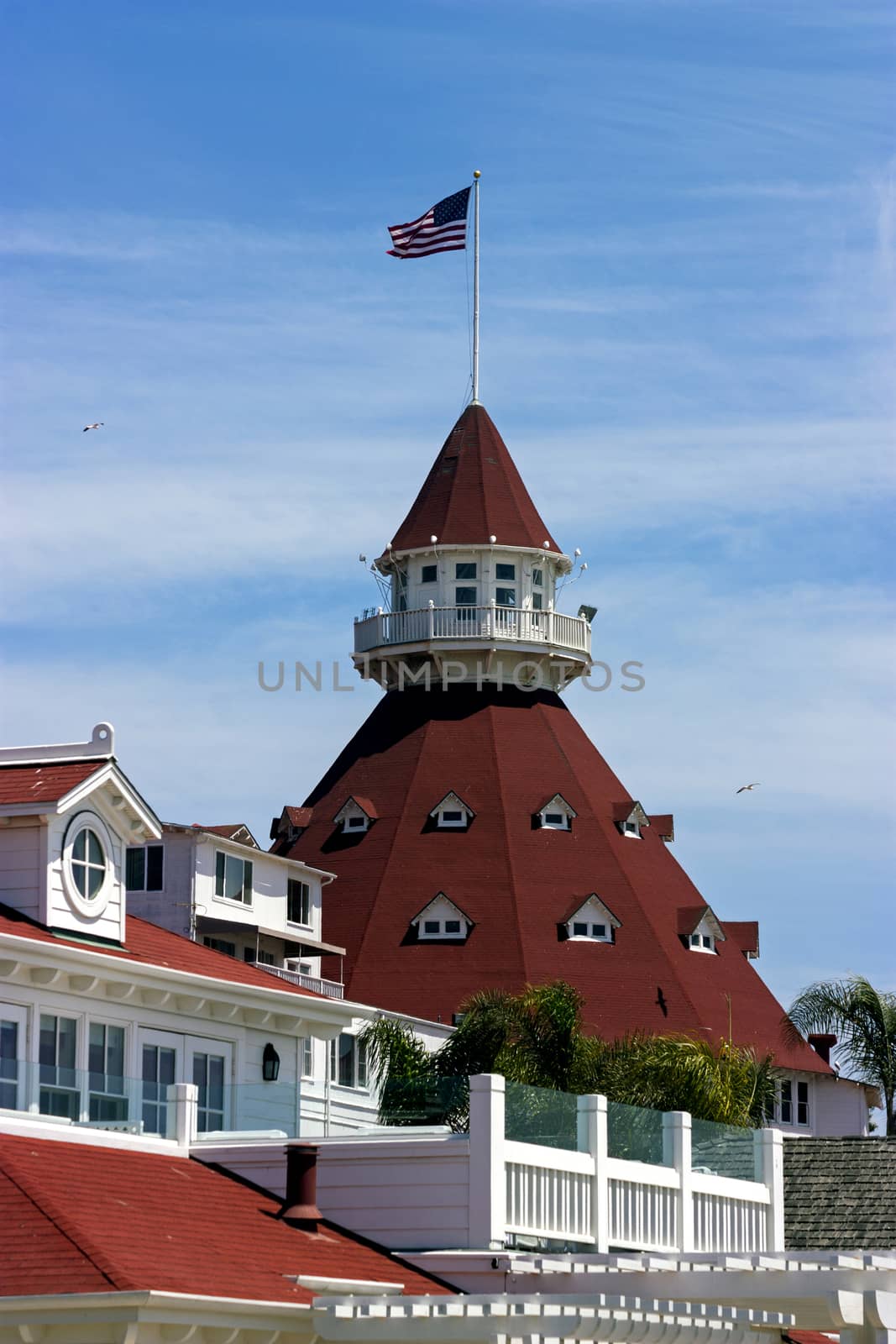 View from the beach of the historical building
,California.